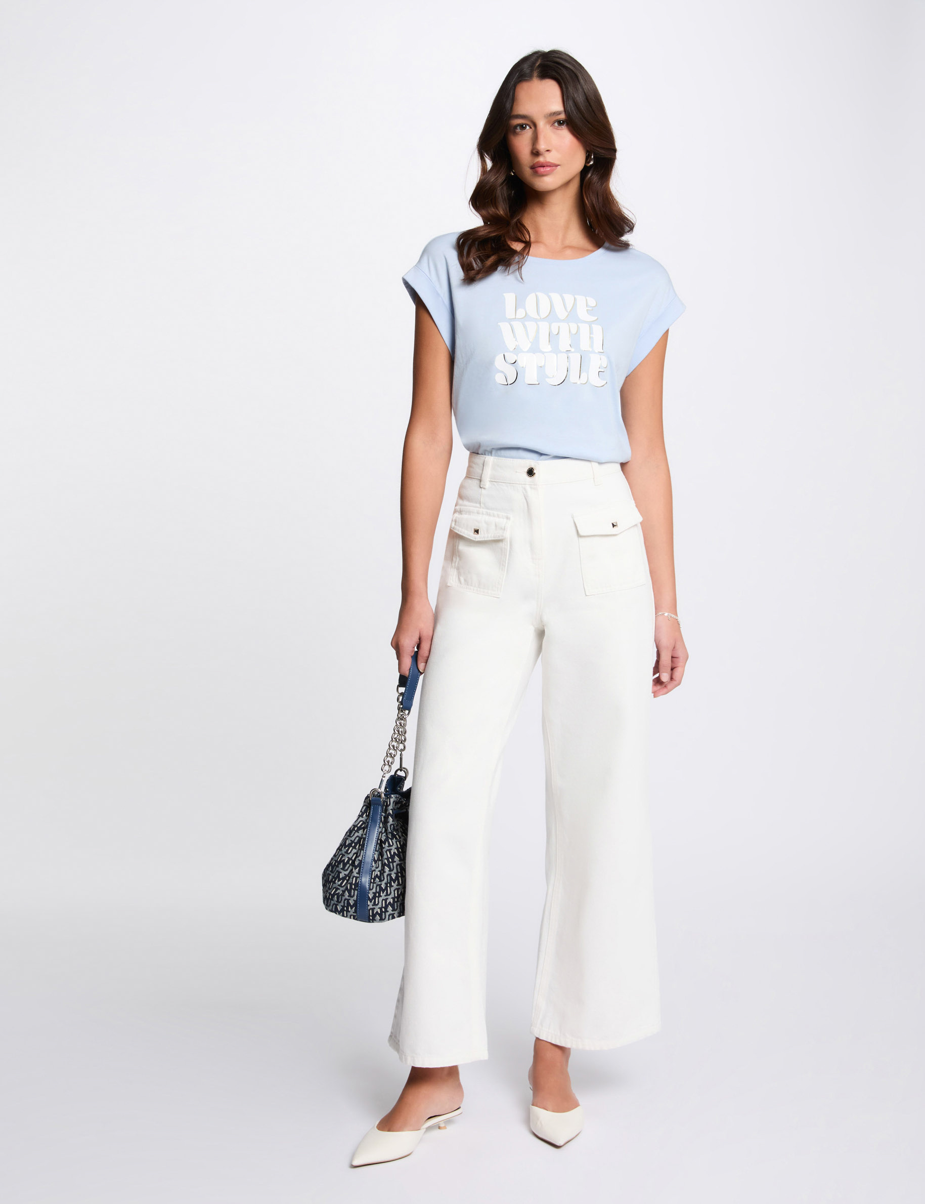 camiseta con mensaje azul cielo mujer Camiseta con mensaje azul cielo mujer