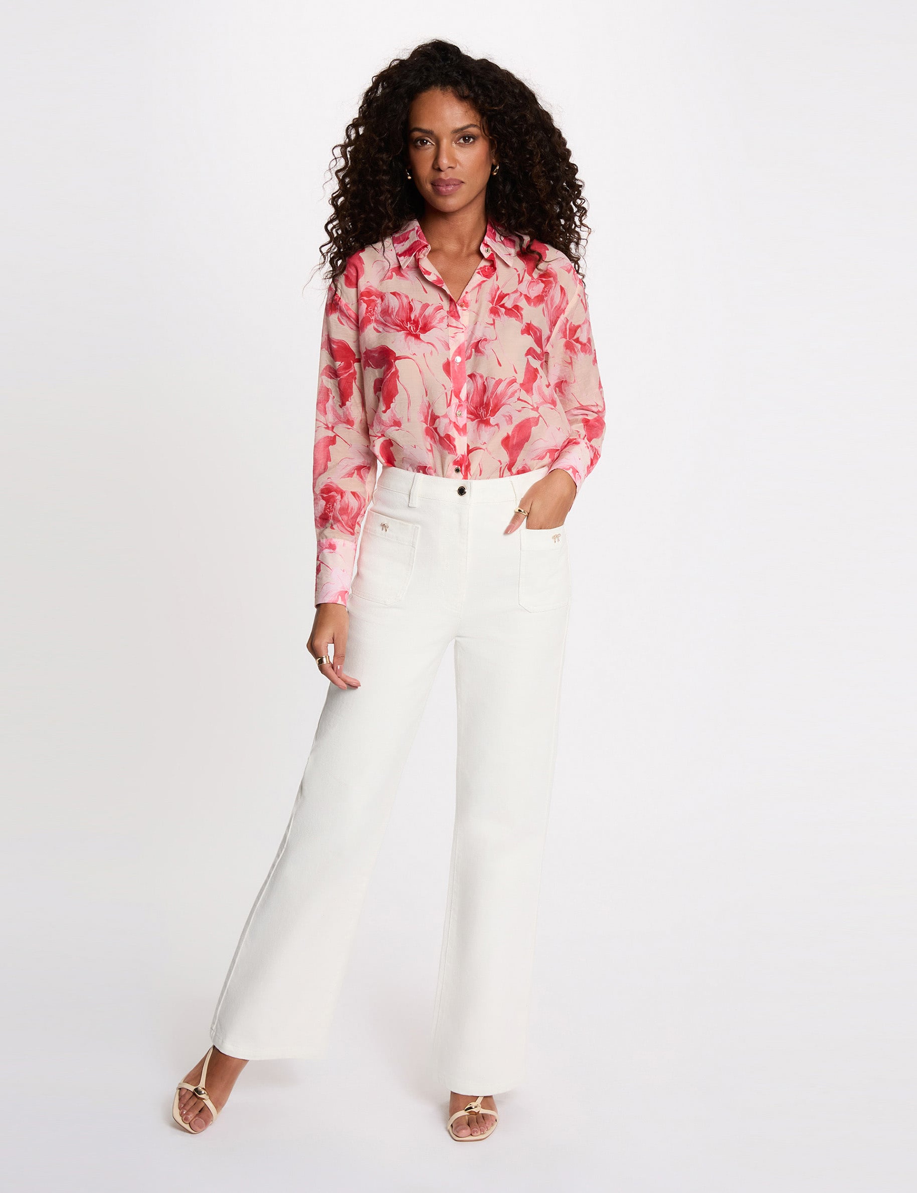 Camisa con cuello vuelto multicolor mujer