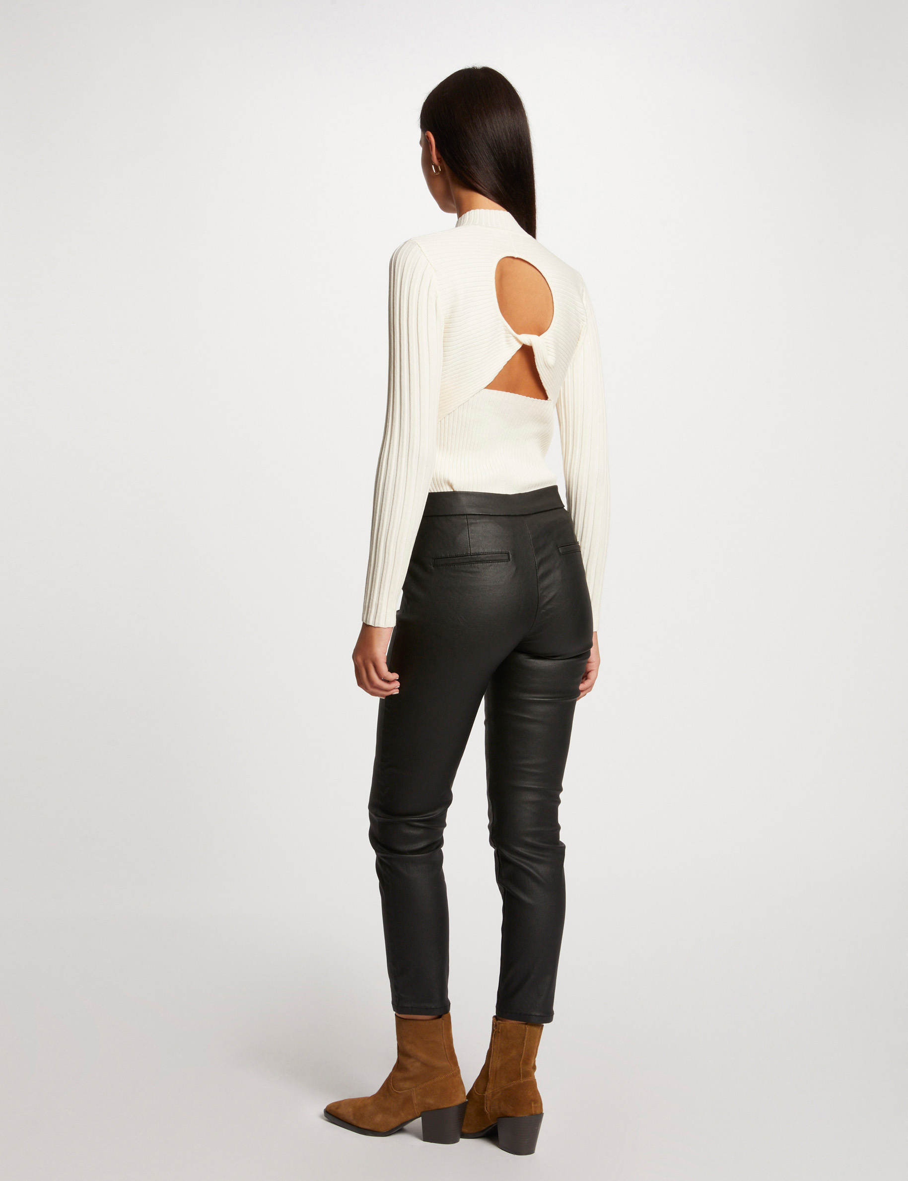 jersey manga larga con espalda abertura marfil mujer Jersey manga larga con espalda abertura marfil mujer