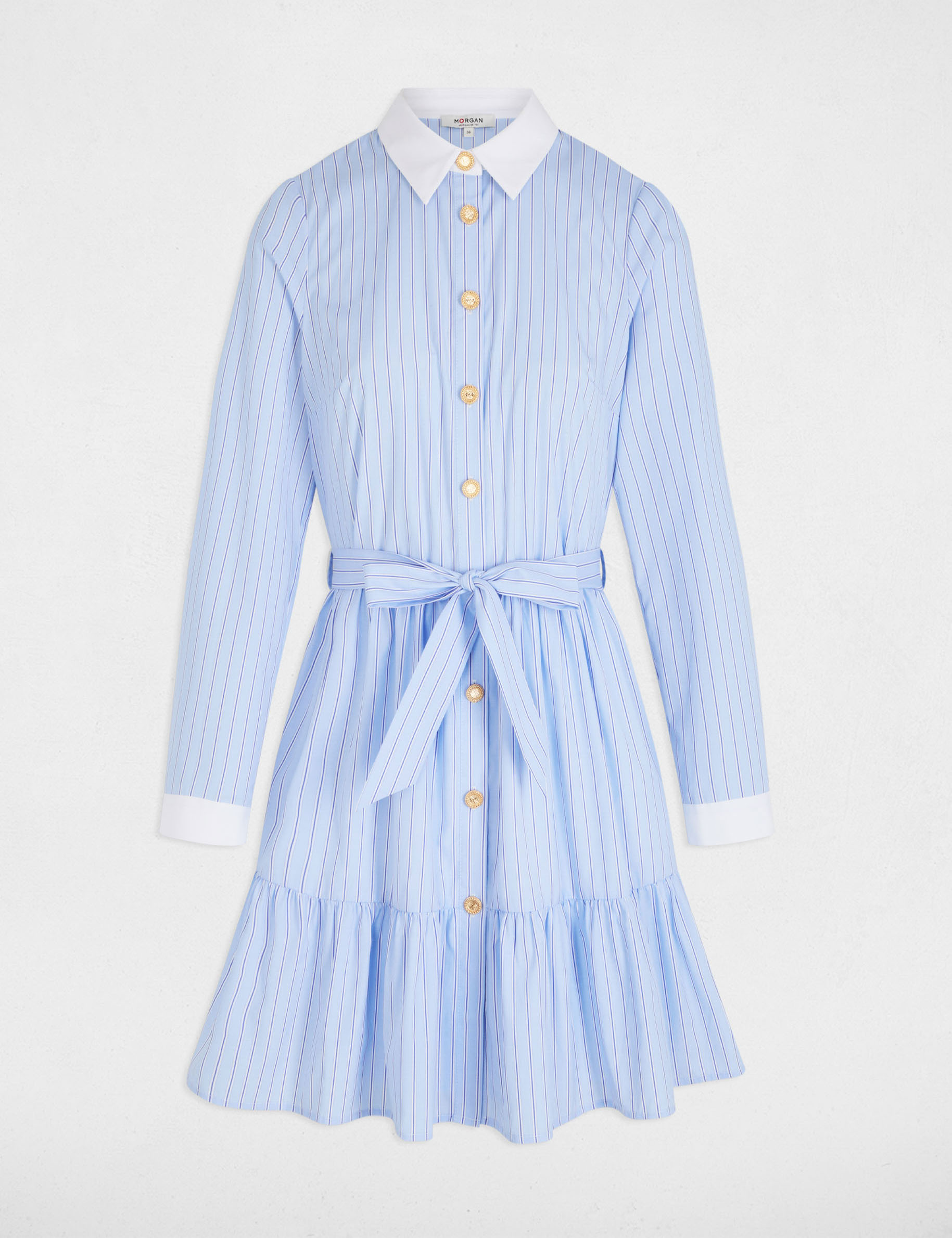 vestido corto evase rayas azul cielo mujer Vestido corto evasé rayas azul cielo mujer