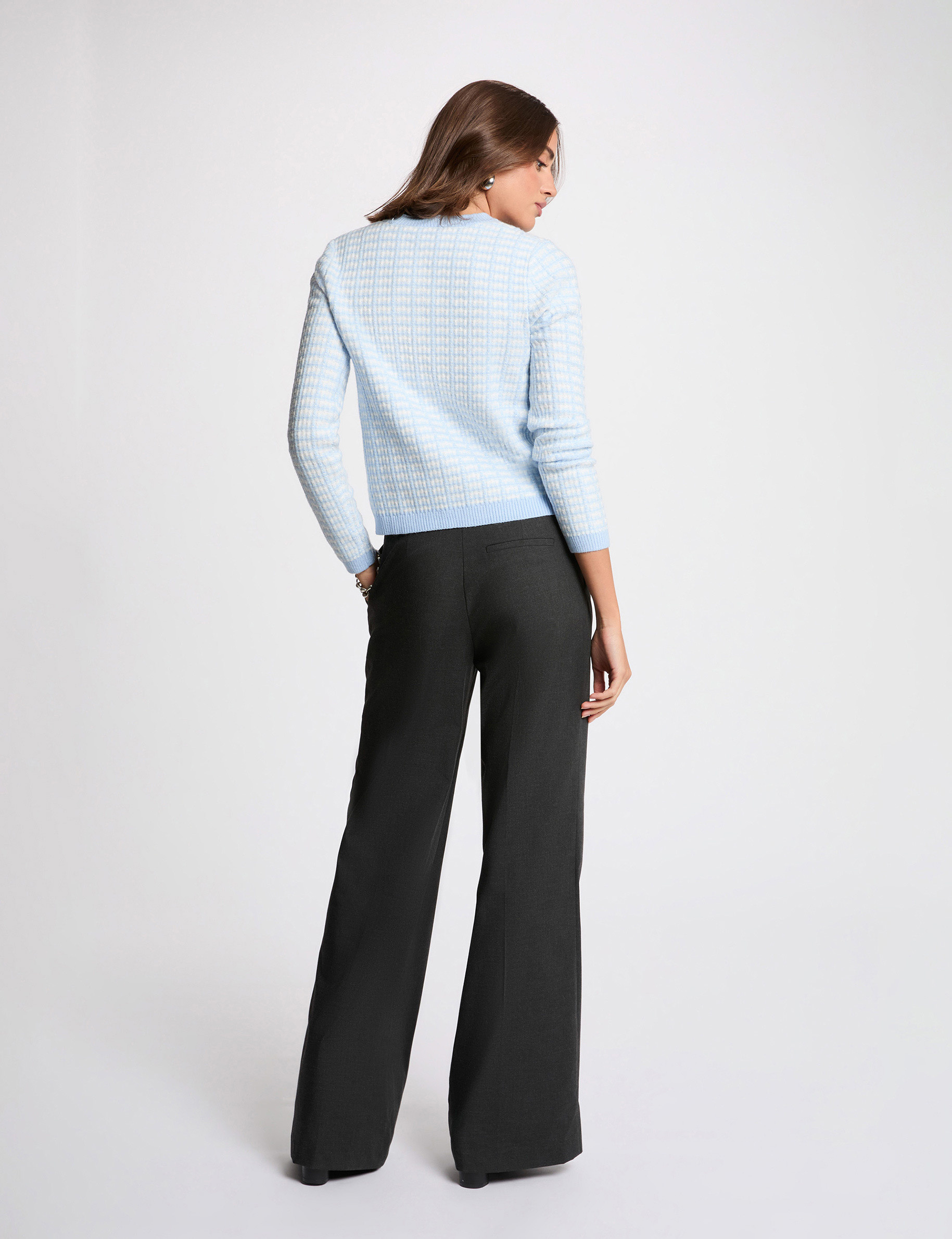 C&aacute;rdigan ajustado jacquard azul cielo mujer
