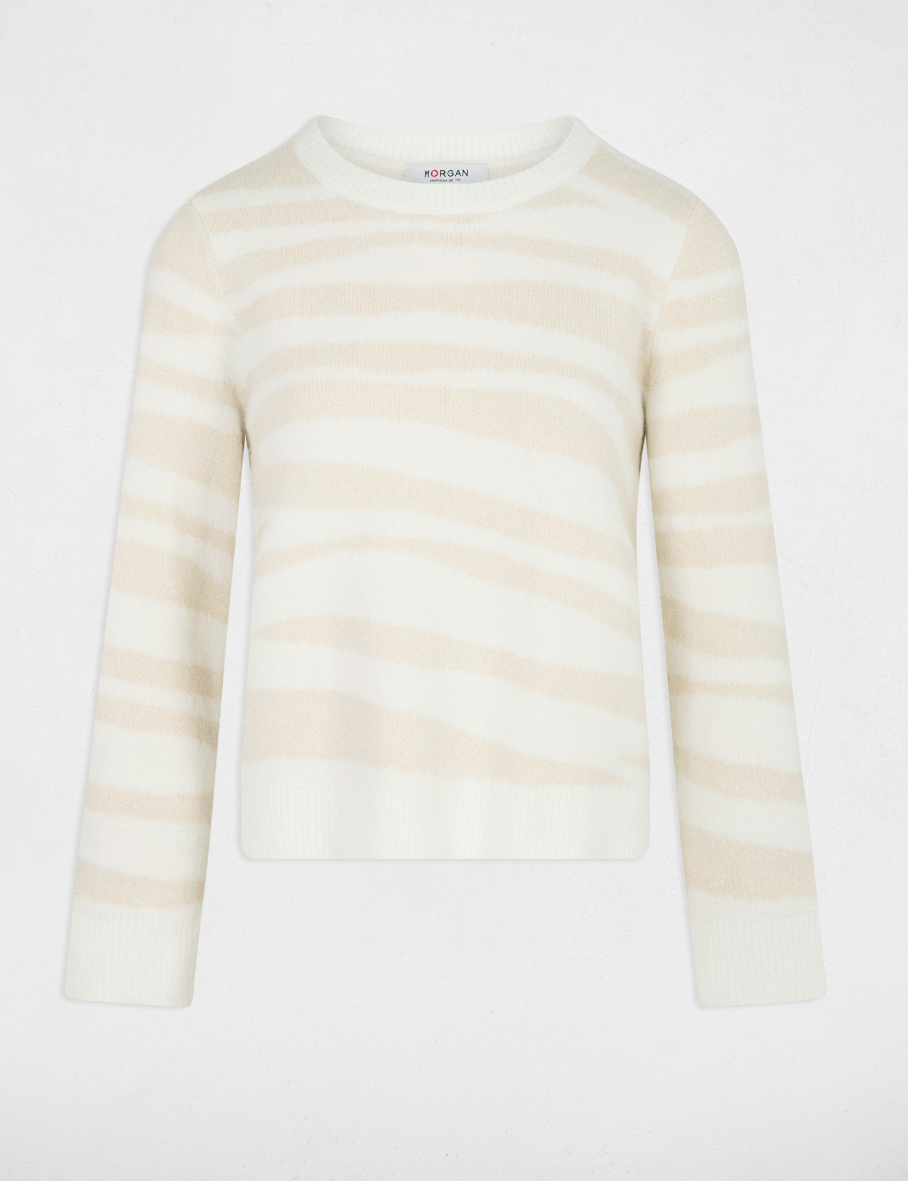 Jersey corto jacquard marfil mujer
