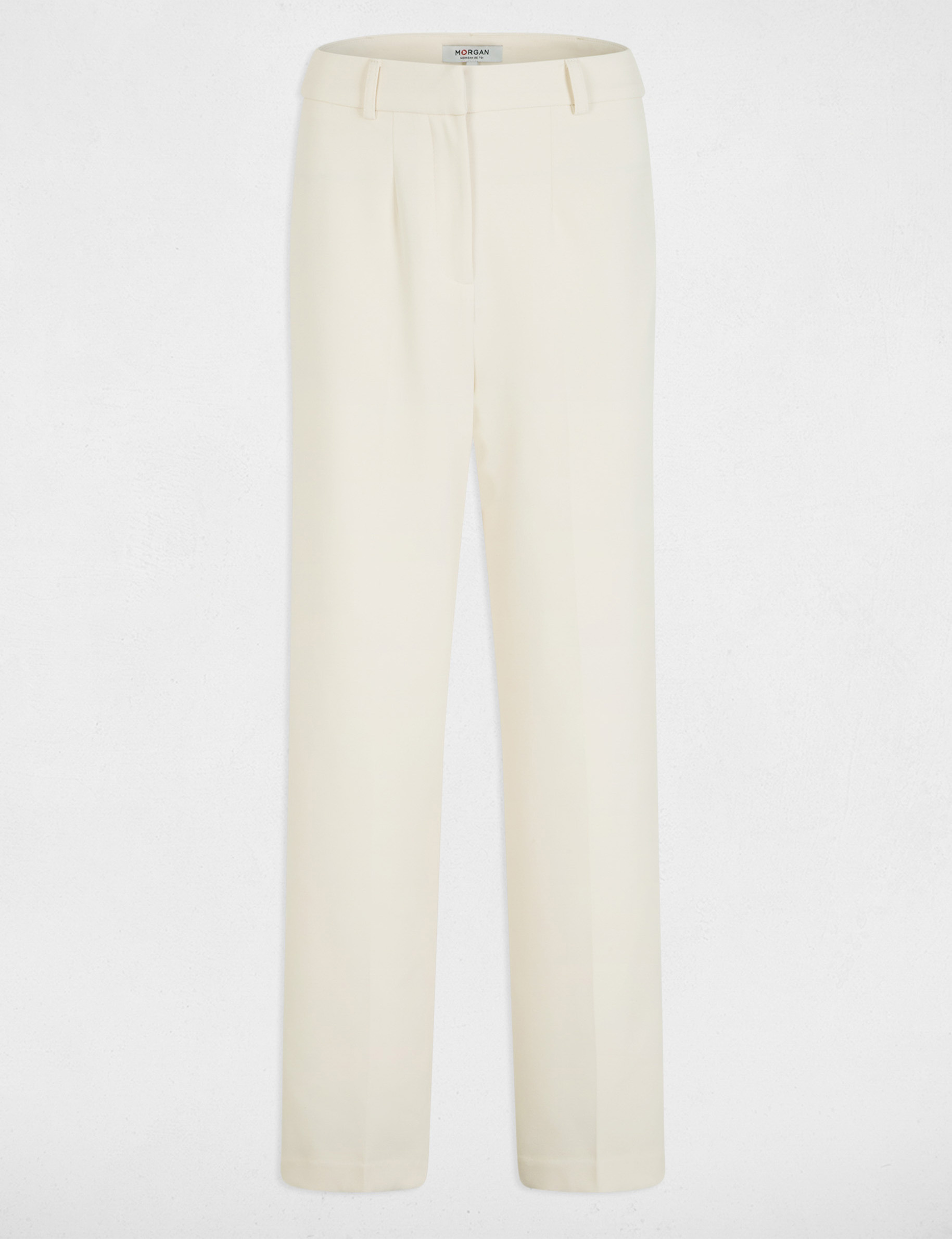 Pantal&oacute;n recto con pinzas creme mujer