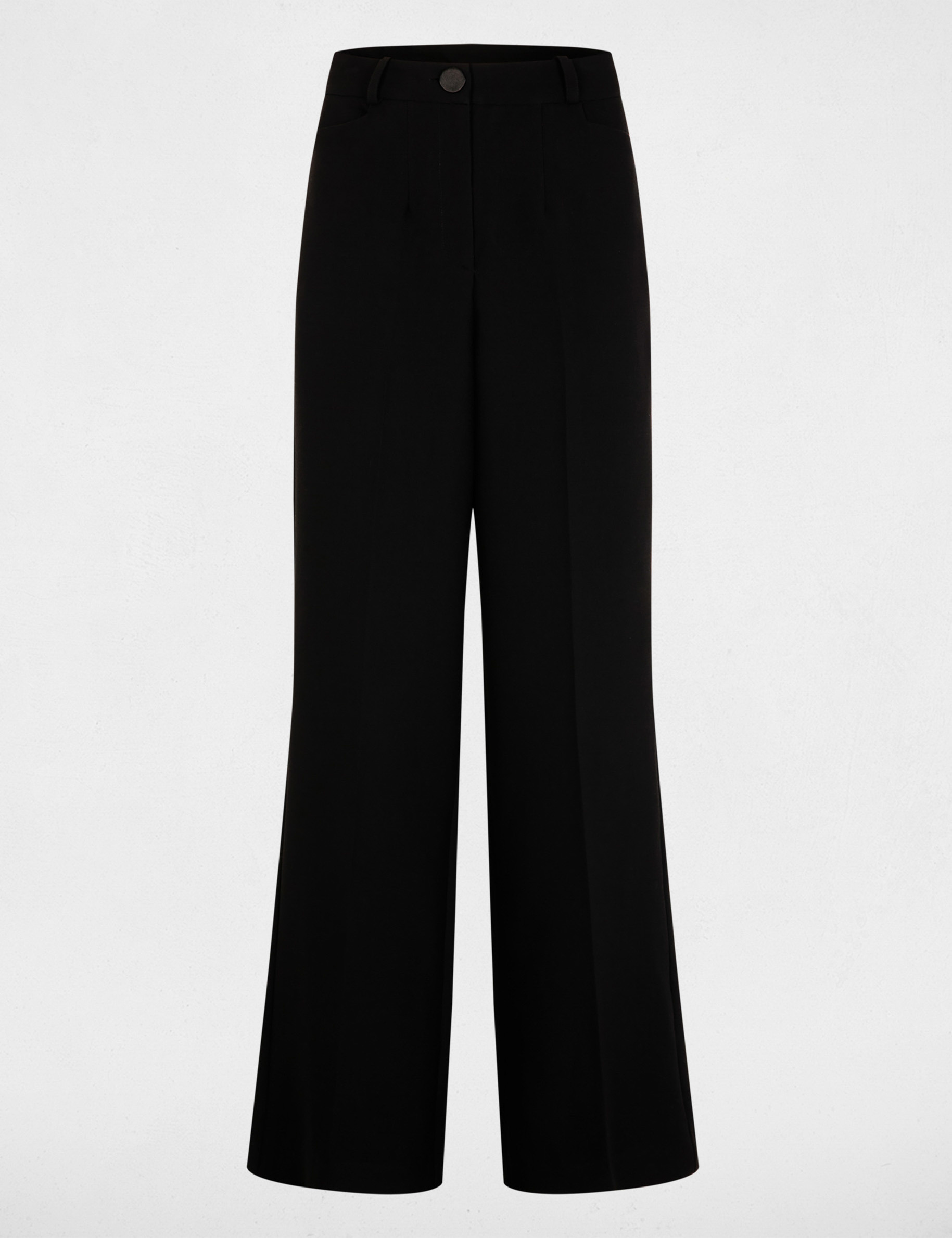 Pantal&oacute;n ancho de tiro alto negro mujer