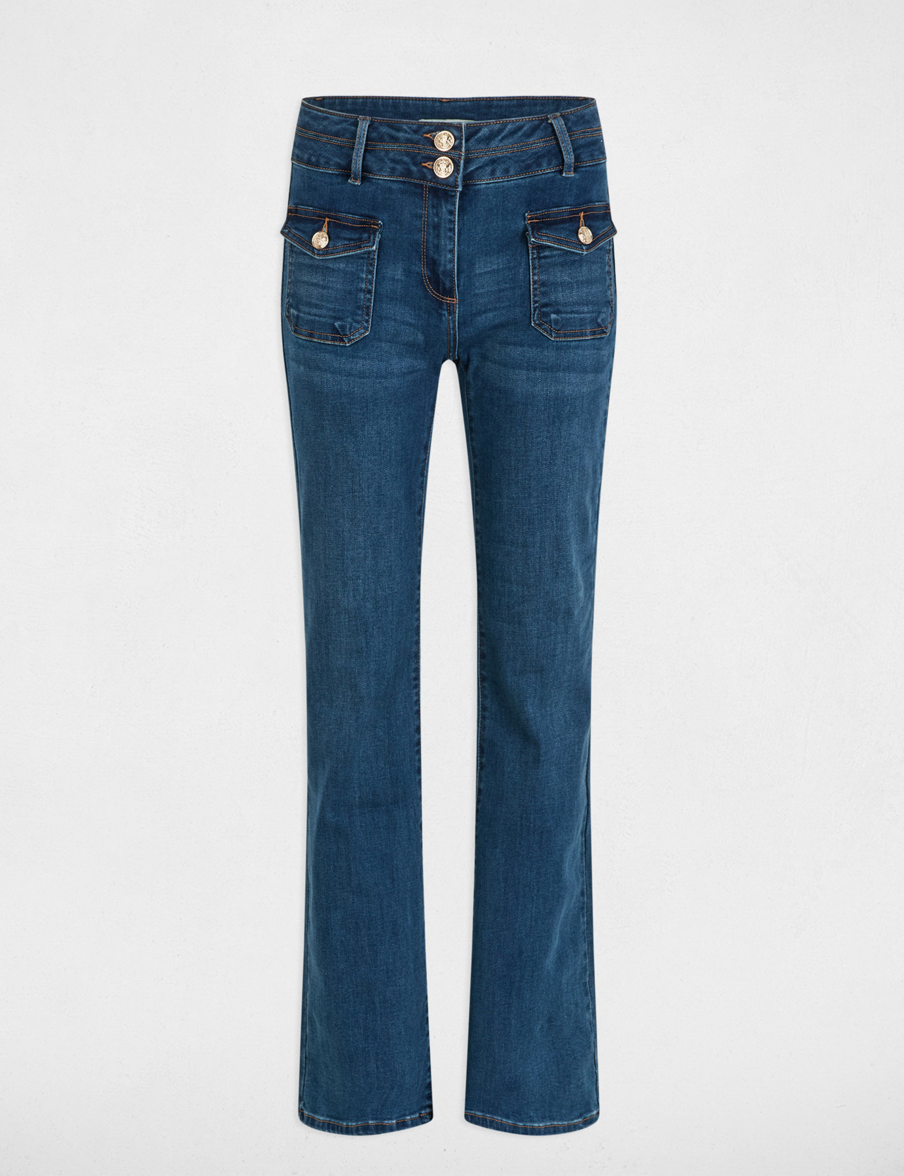 Vaquero boot-cut con bolsillos denim stone mujer