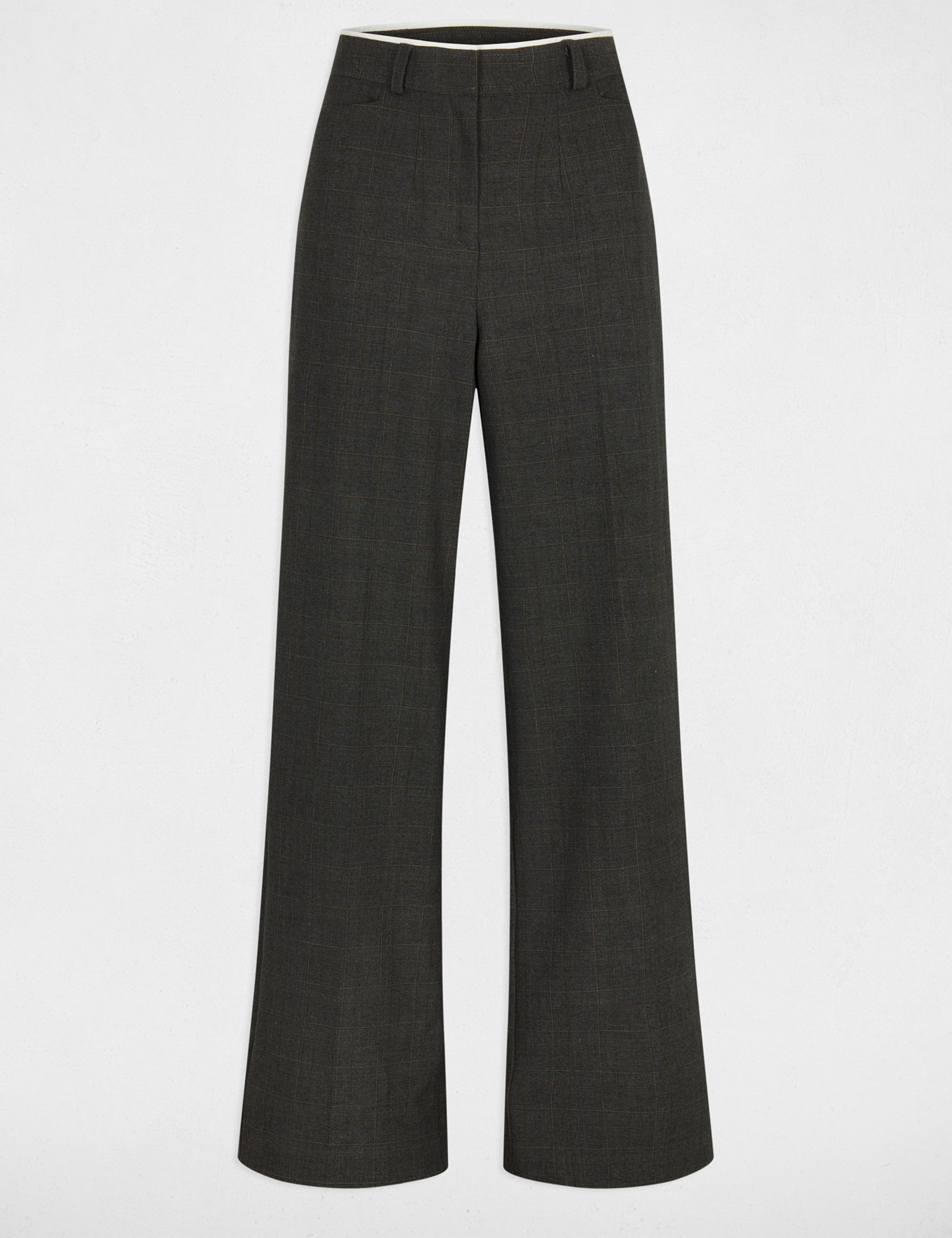 Pantal&oacute;n ancho de tiro alto gris moyen mujer