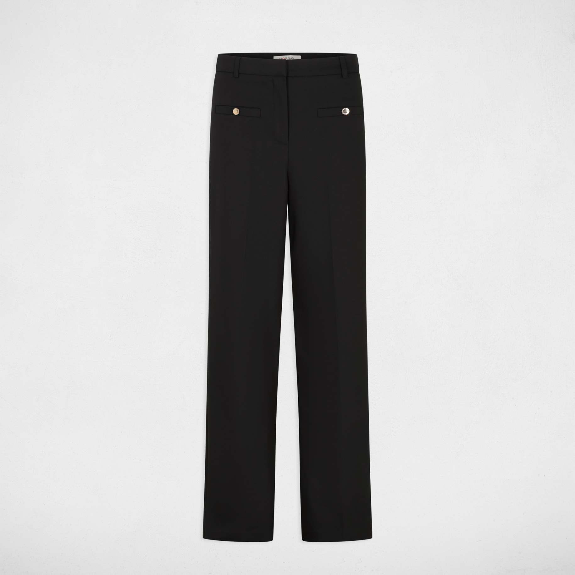 Pantal&oacute;n ancho de tiro alto negro mujer