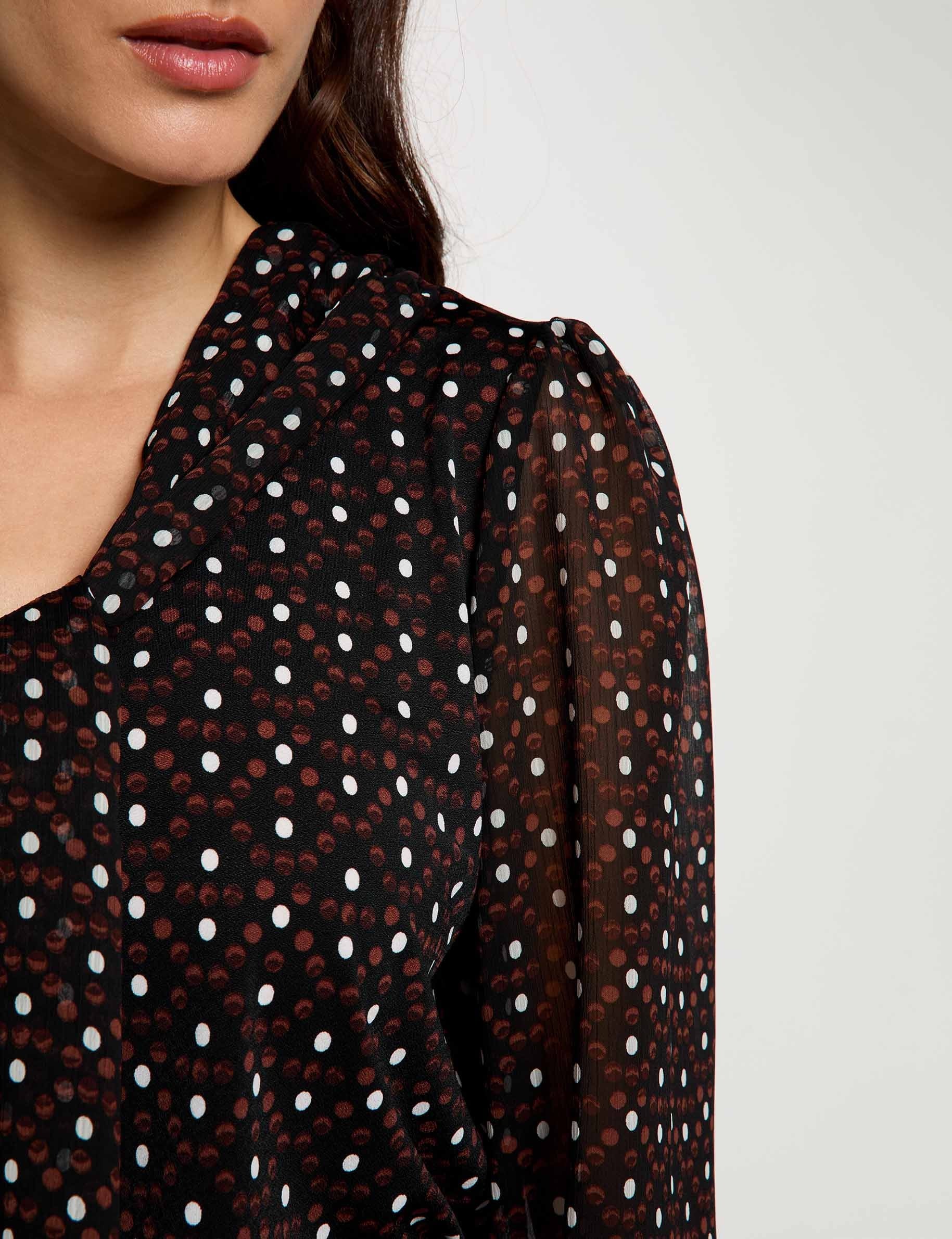 Blusa de gasa con cuello lazada multicolor mujer