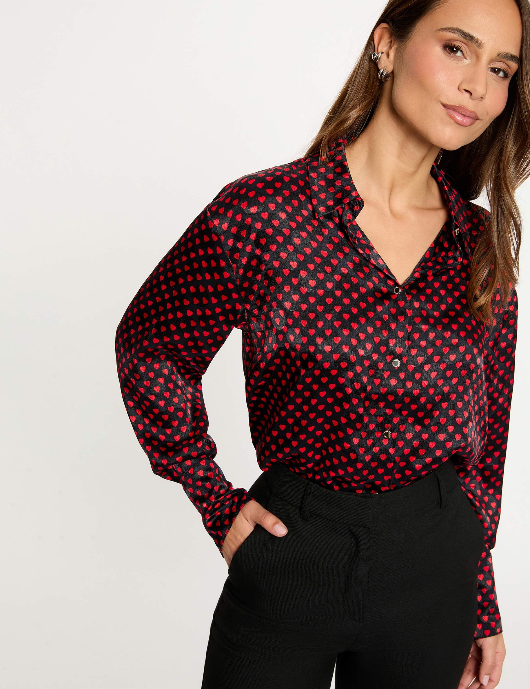Camisa con cuello vuelto multicolor mujer