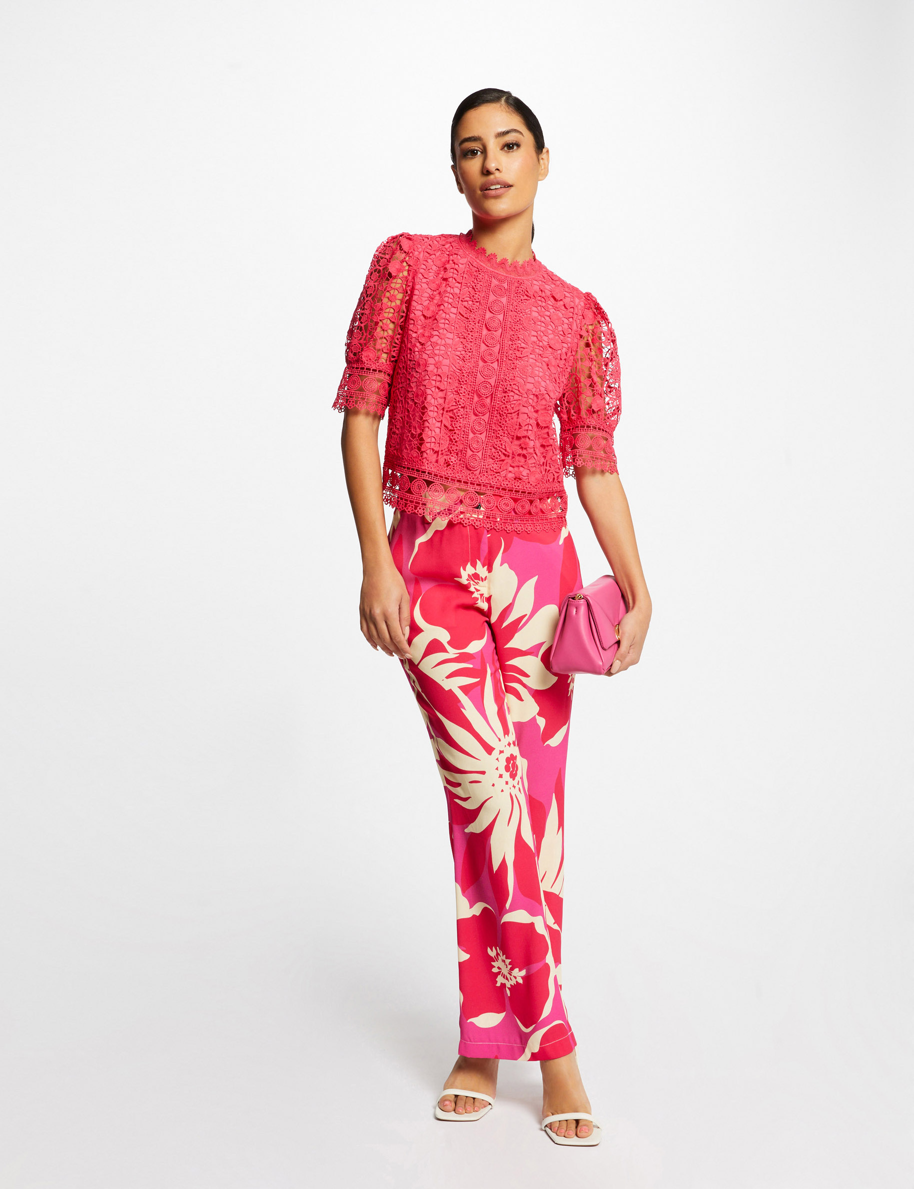 Blusa manga corta con encaje mujer Blusa manga corta con encaje mujer