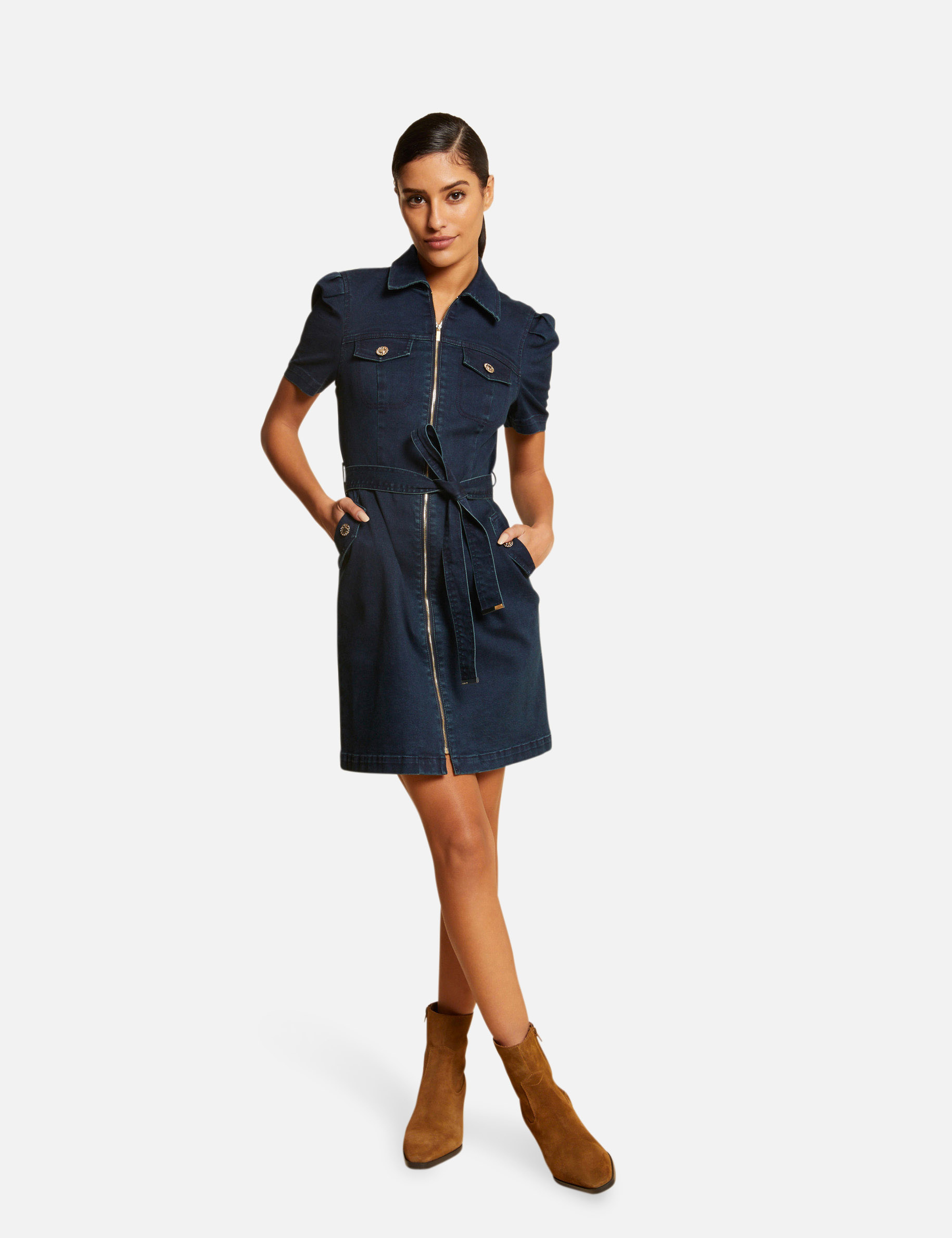 Vestido recto vaquero con cremallera vaquero sin tratar mujer Vestido recto vaquero con cremallera vaquero sin tratar mujer