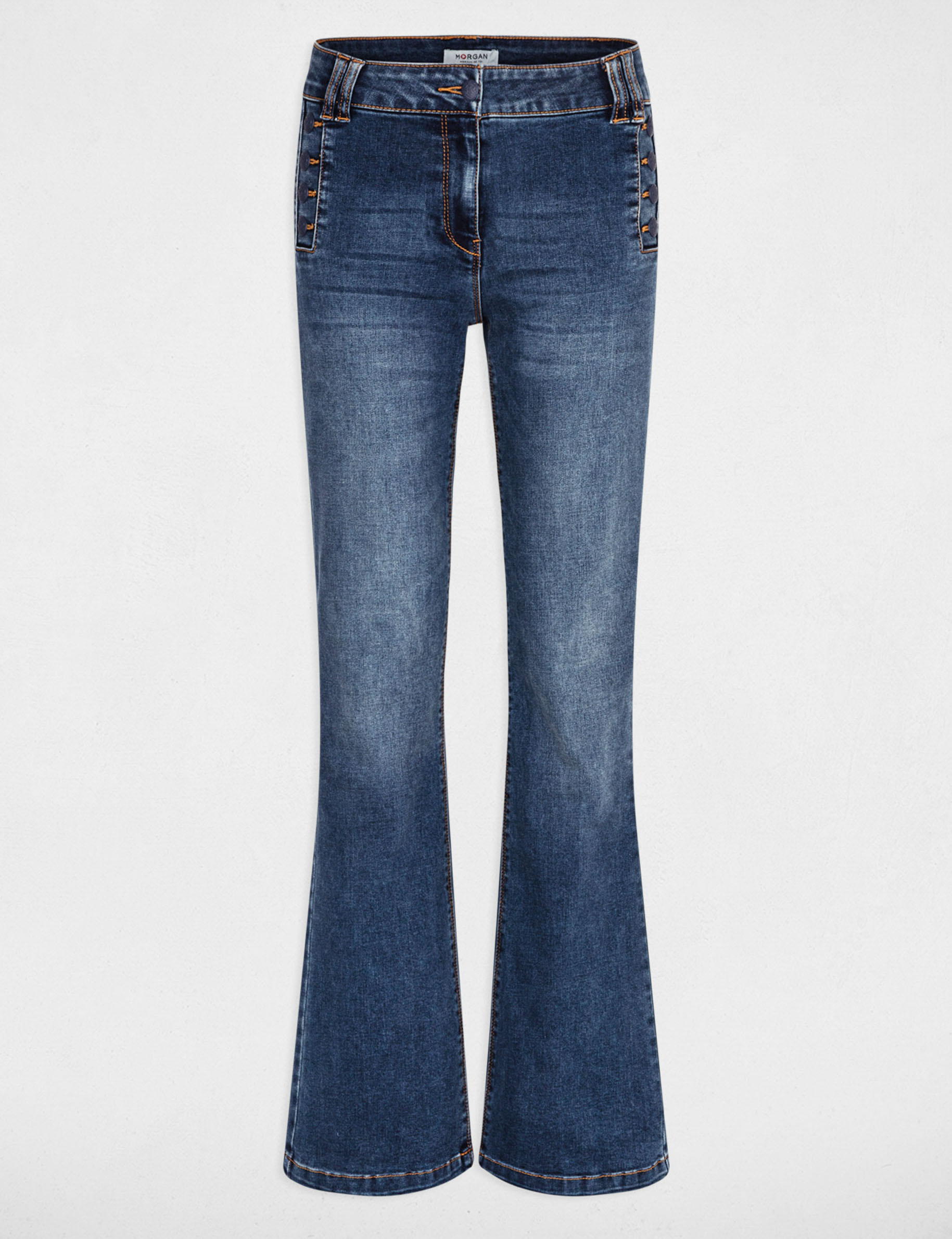 vaquero flare con botones denim stone mujer Vaquero flare con botones denim stone mujer