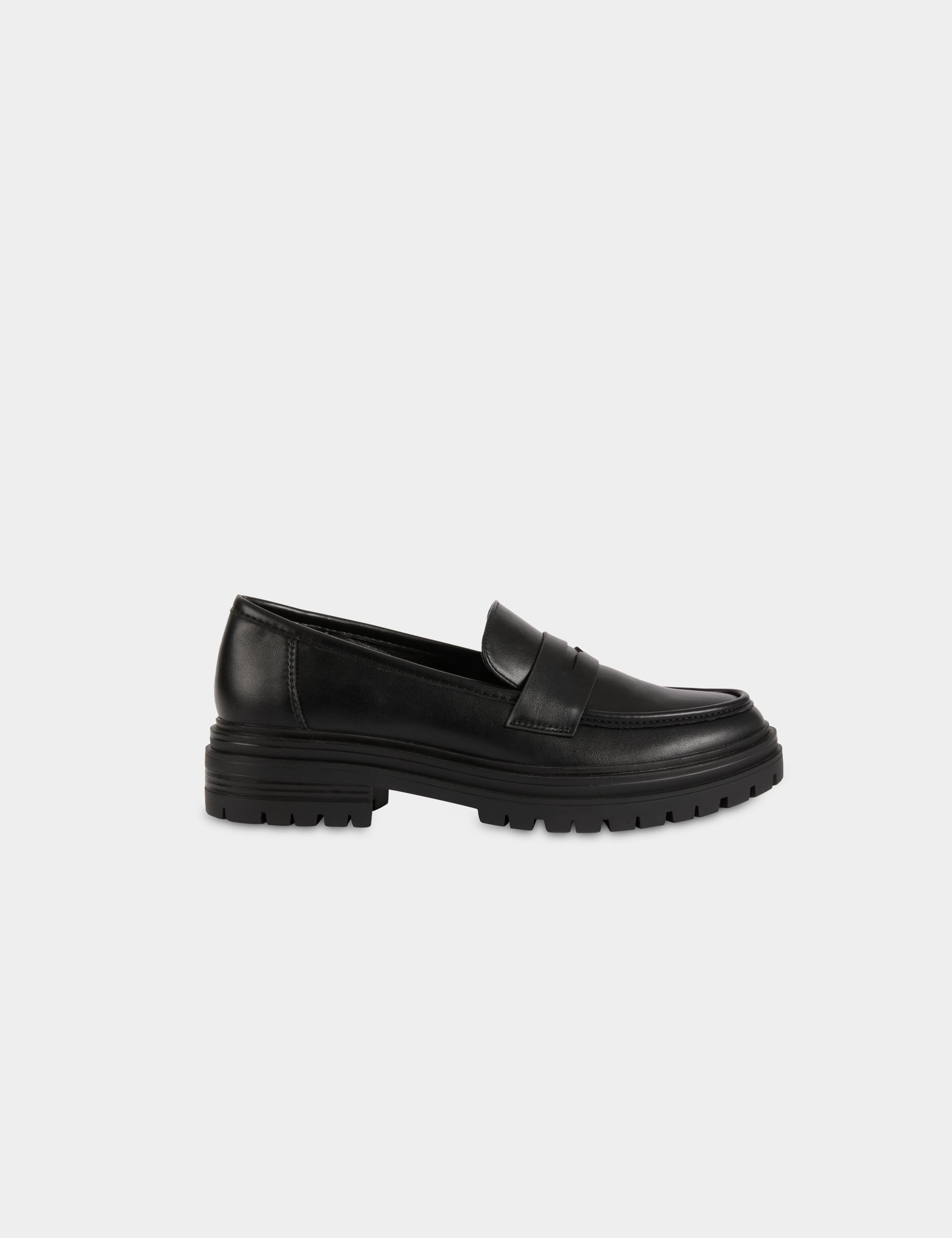 Mocasines con suela dentada negro mujer