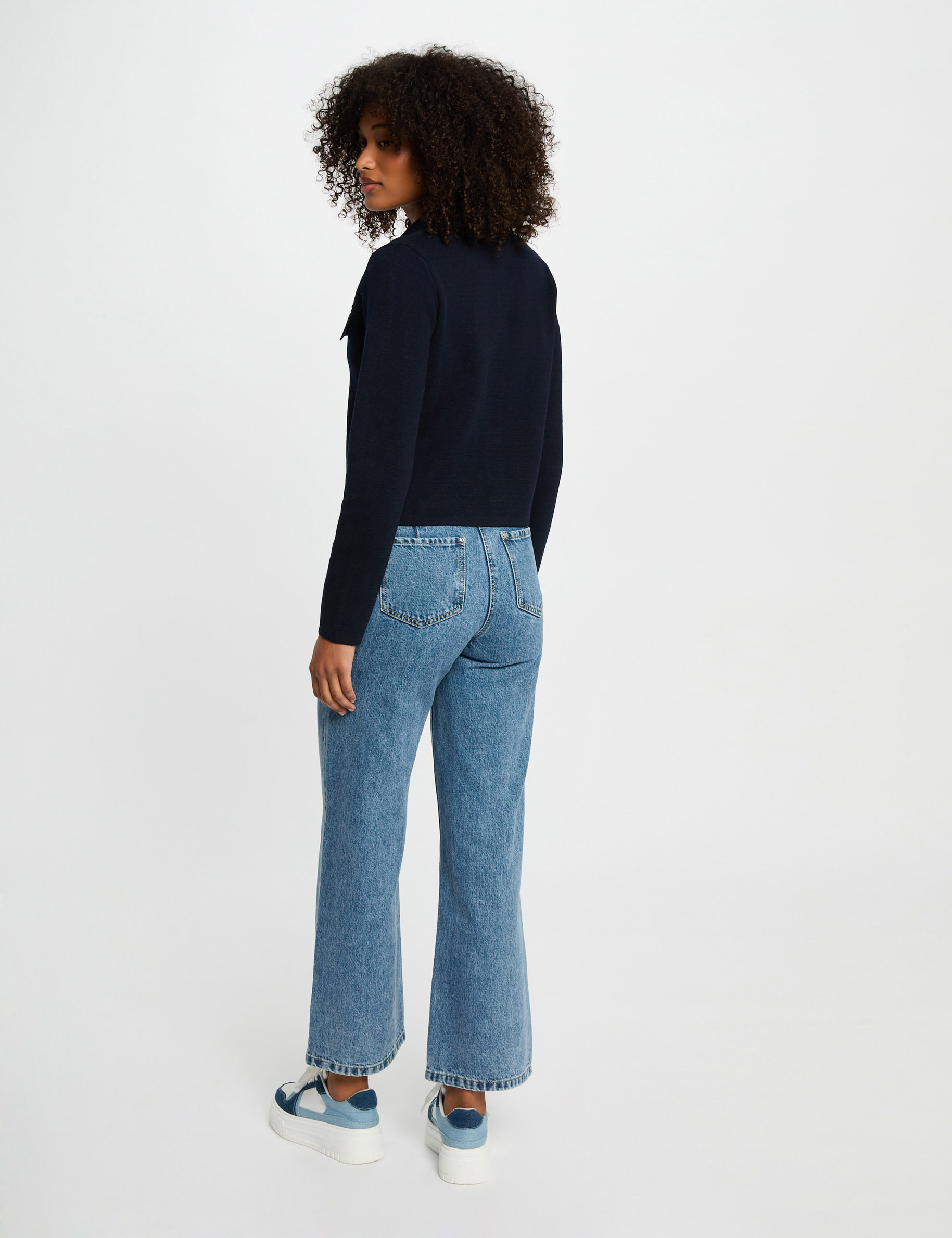 cardigan manga larga azul marino mujer Cárdigan manga larga azul marino mujer