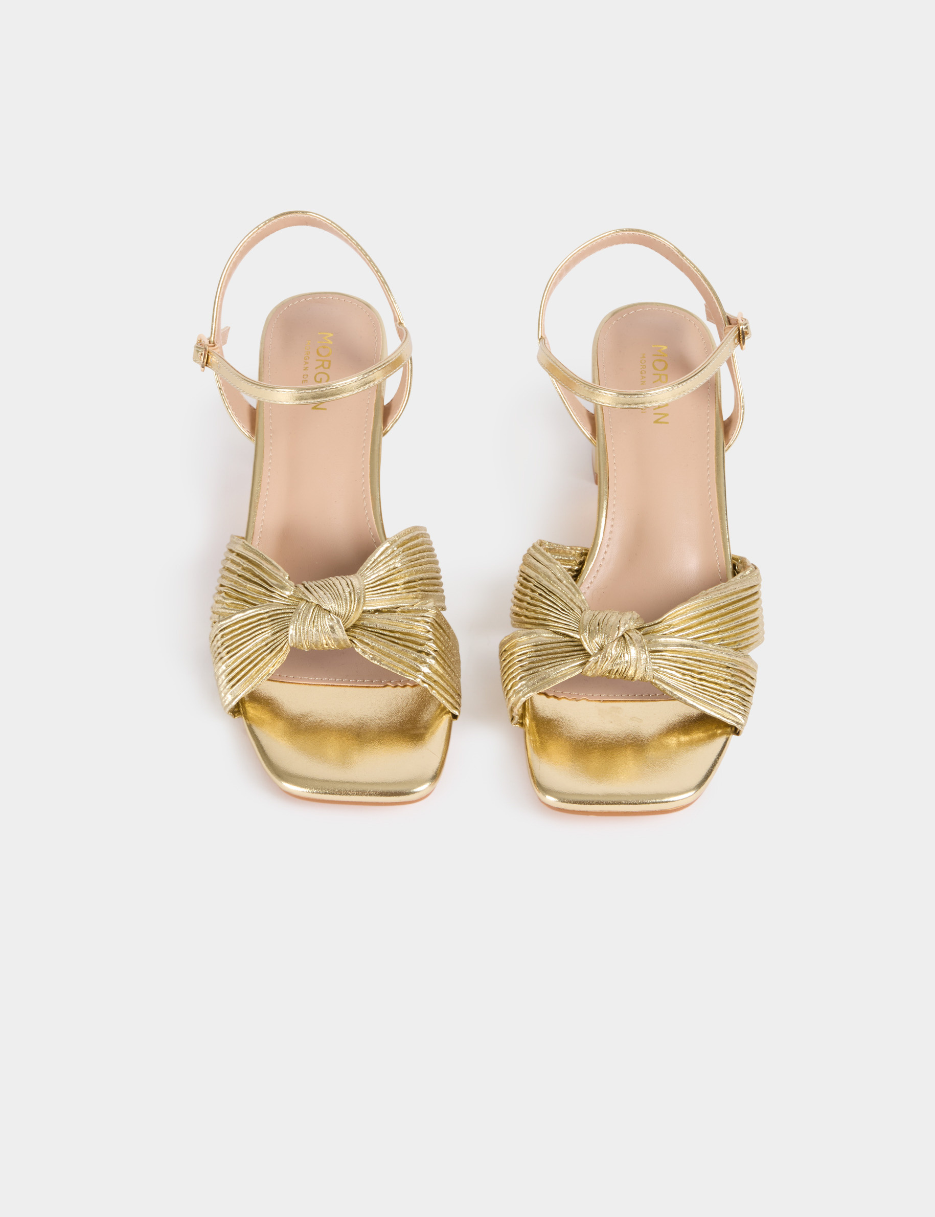 Sandalia con lazo amarillo oro mujer