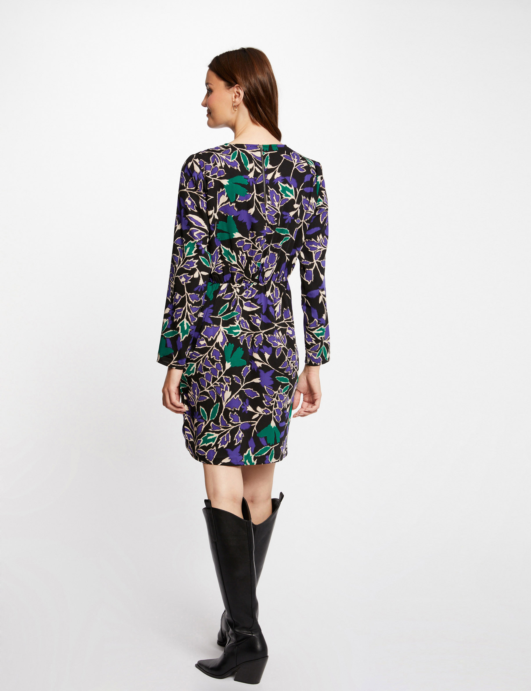 Vestido recto estampado vegetal multico mujer