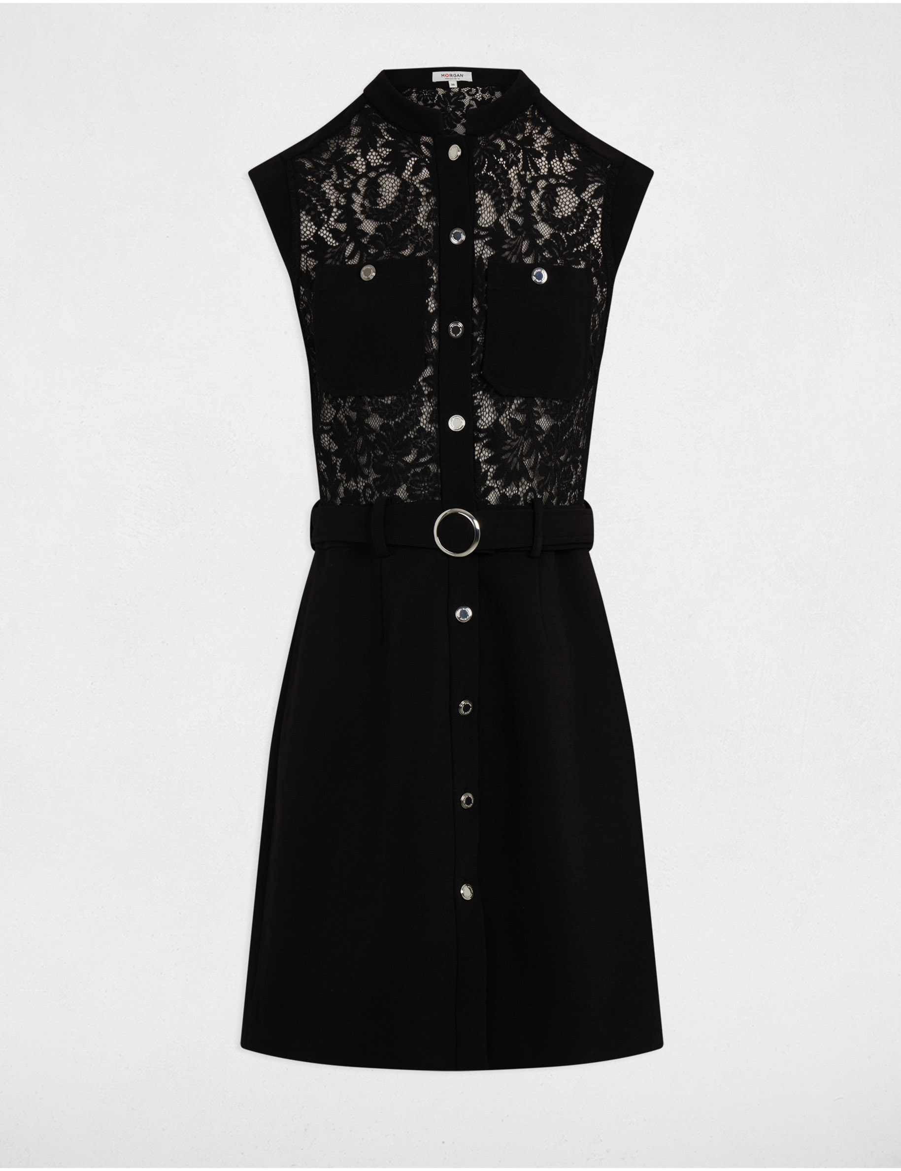 vestido corto recto encaje negro mujer Vestido corto recto encaje negro mujer