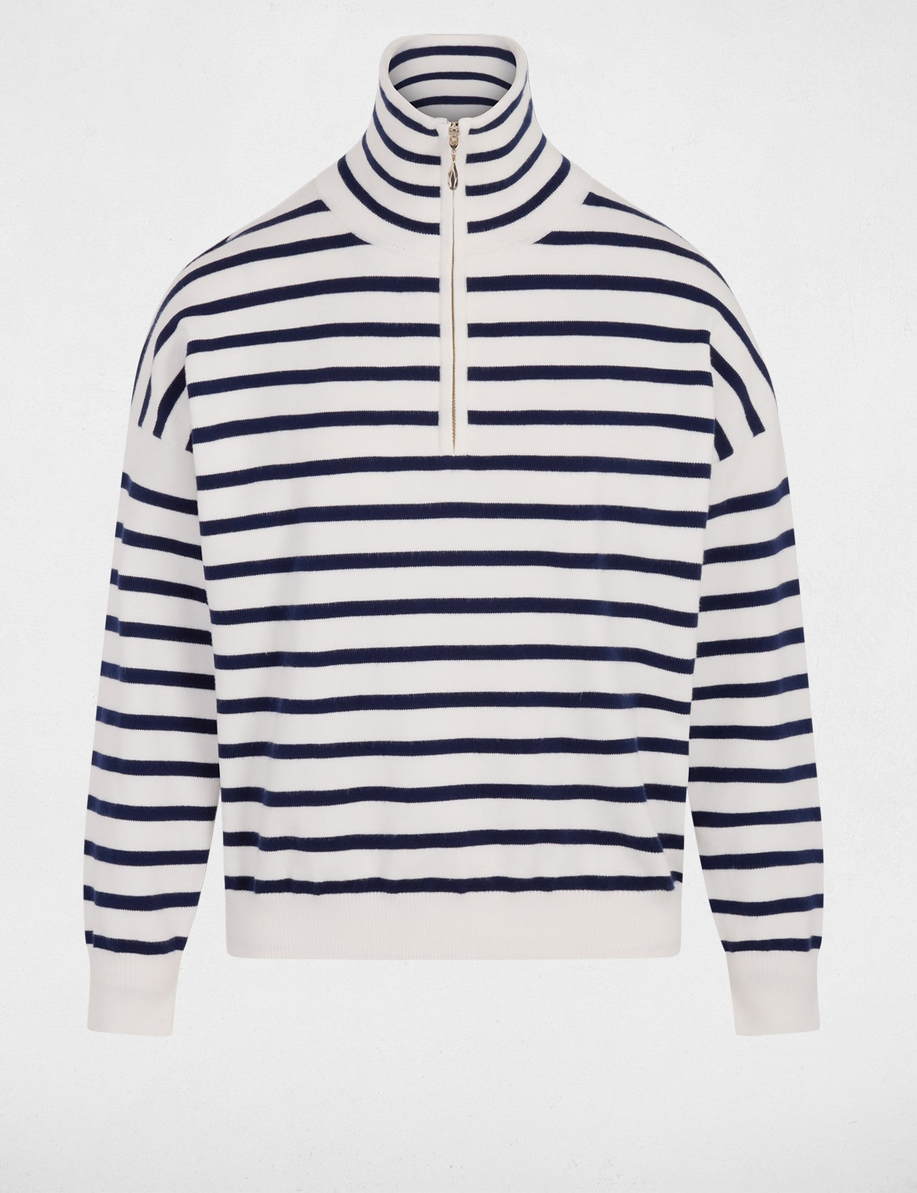 Jersey con cuello camionero blanco mujer