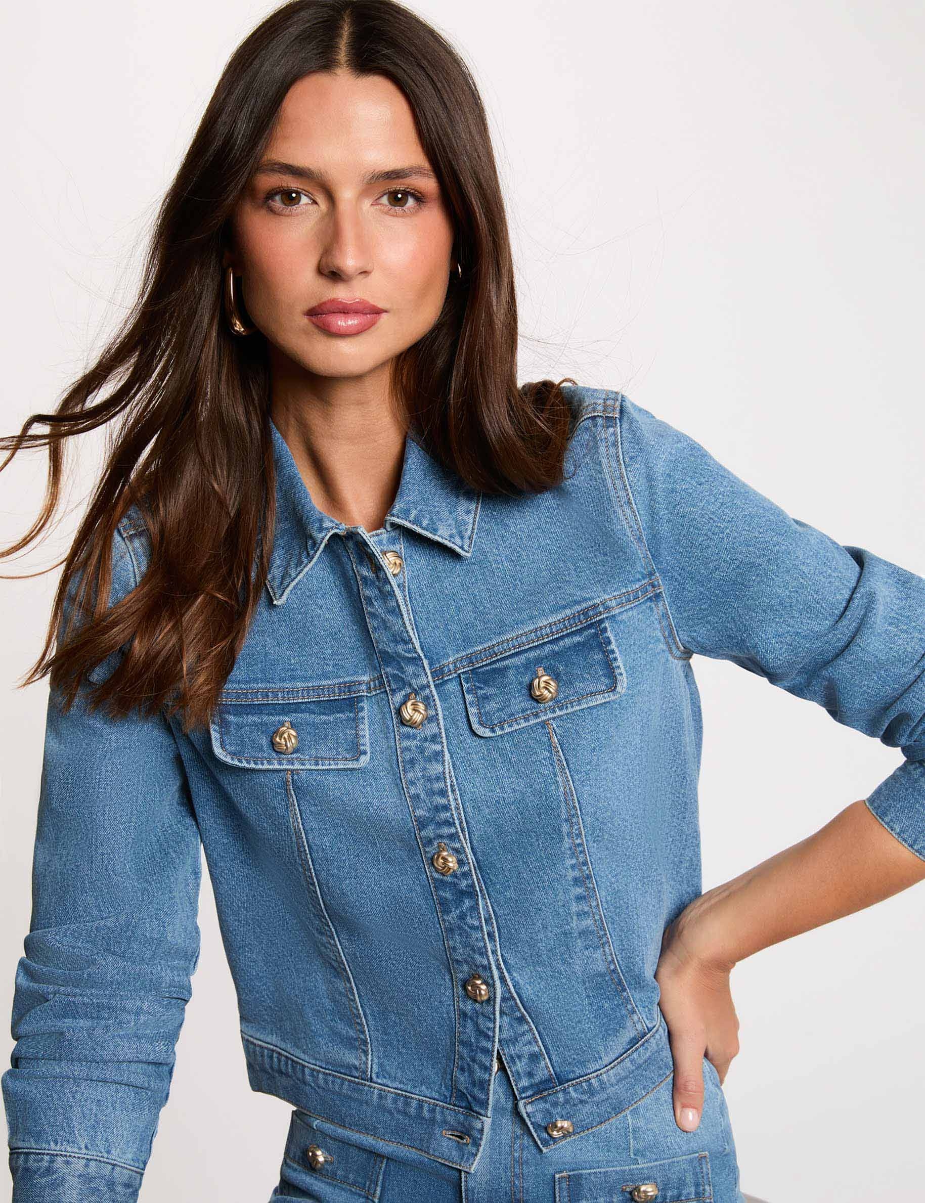 Chaqueta vaquera corta denim stone mujer