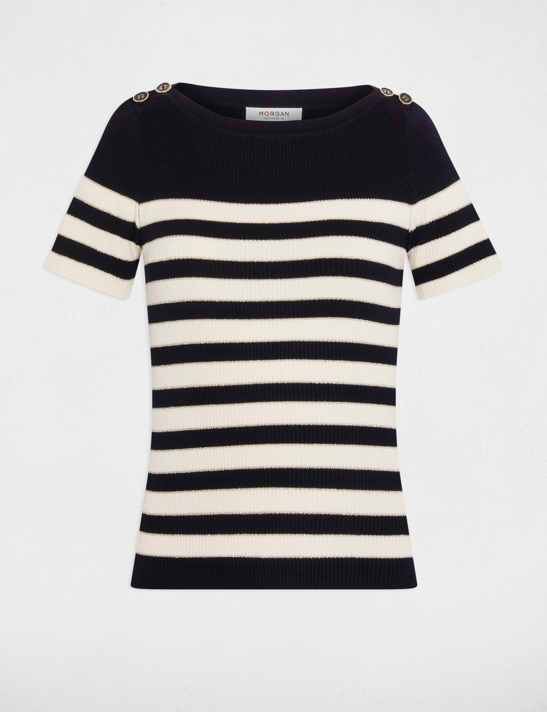 Jersey cuello redondo rayas azul marino mujer