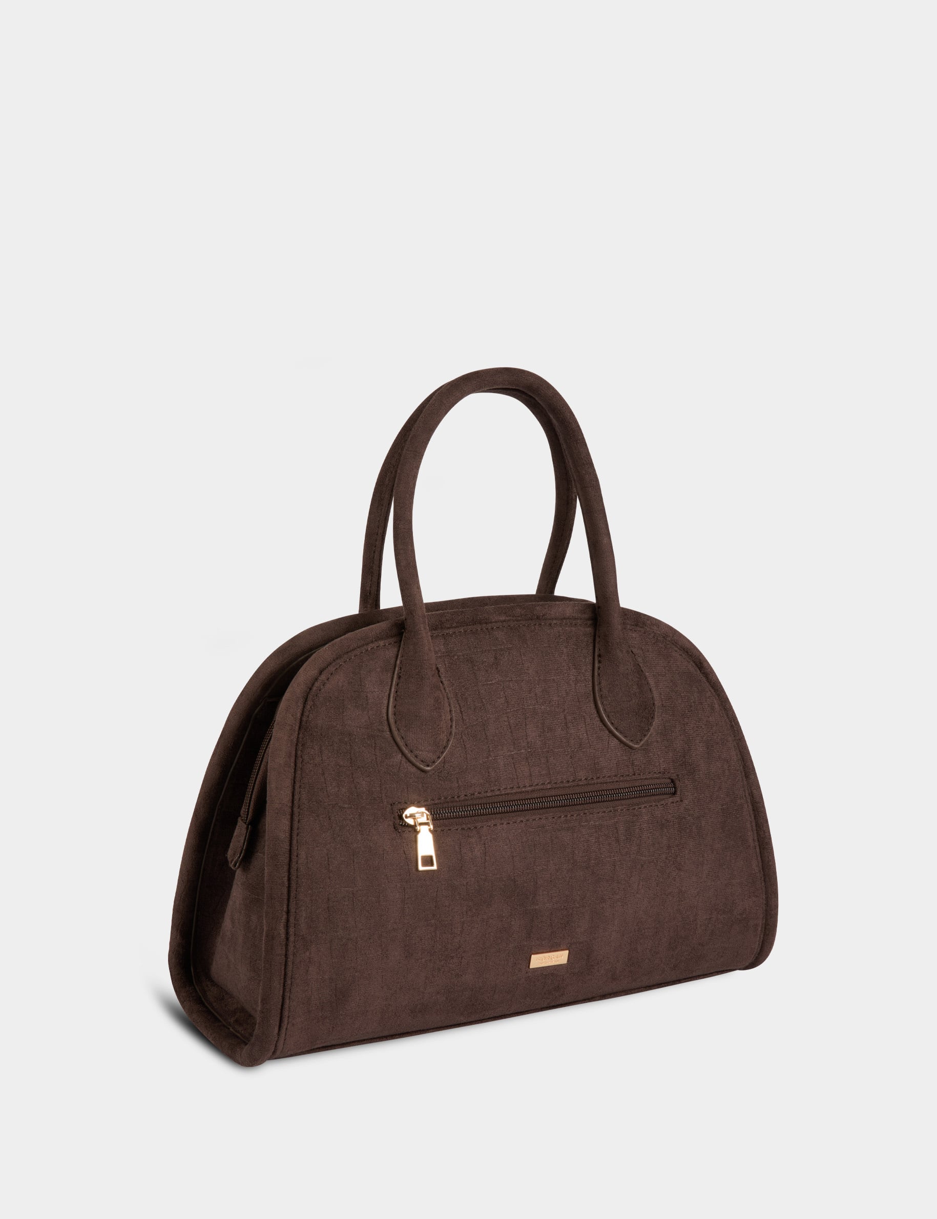 Bolso de ante efecto cocodrilo marr&oacute;n oscuro mujer
