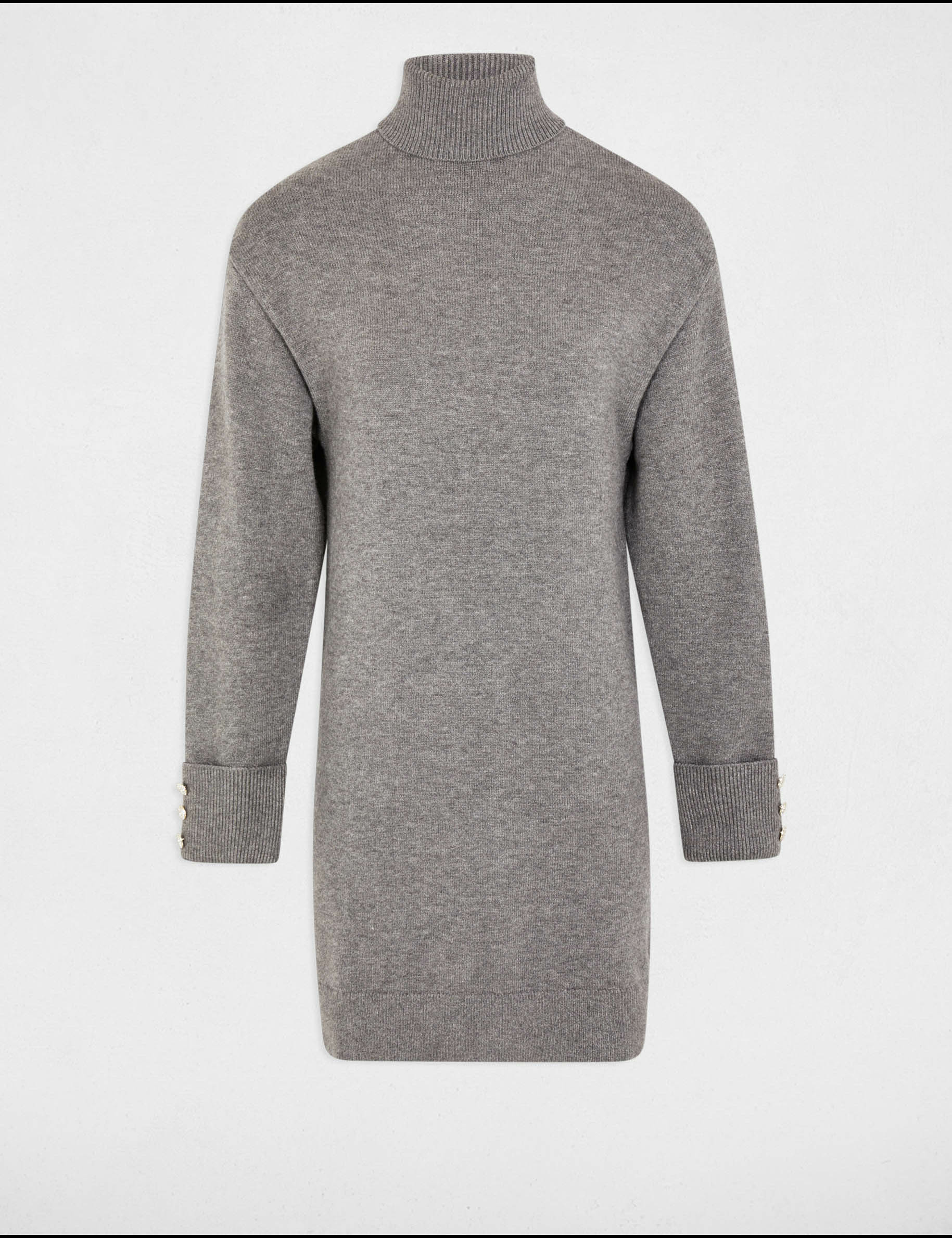 vestido punto corto recto gris claro mujer Vestido punto corto recto gris claro mujer