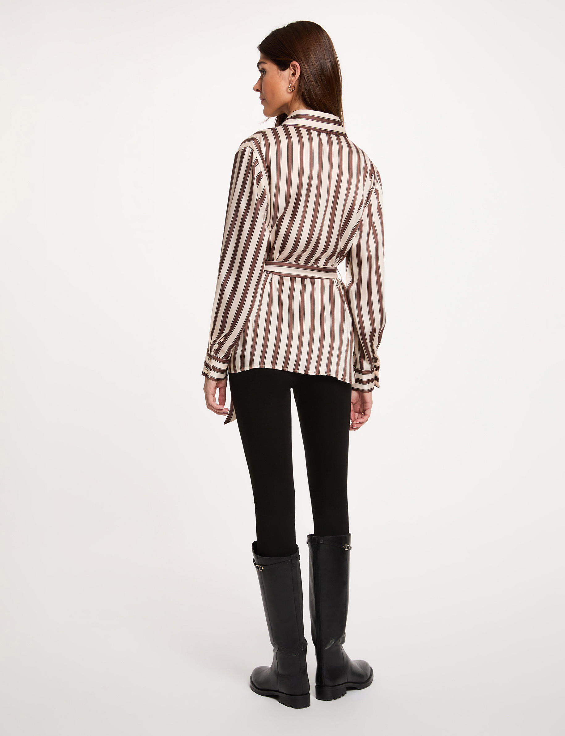 Camisa de rayas con cintur&oacute;n multicolor mujer