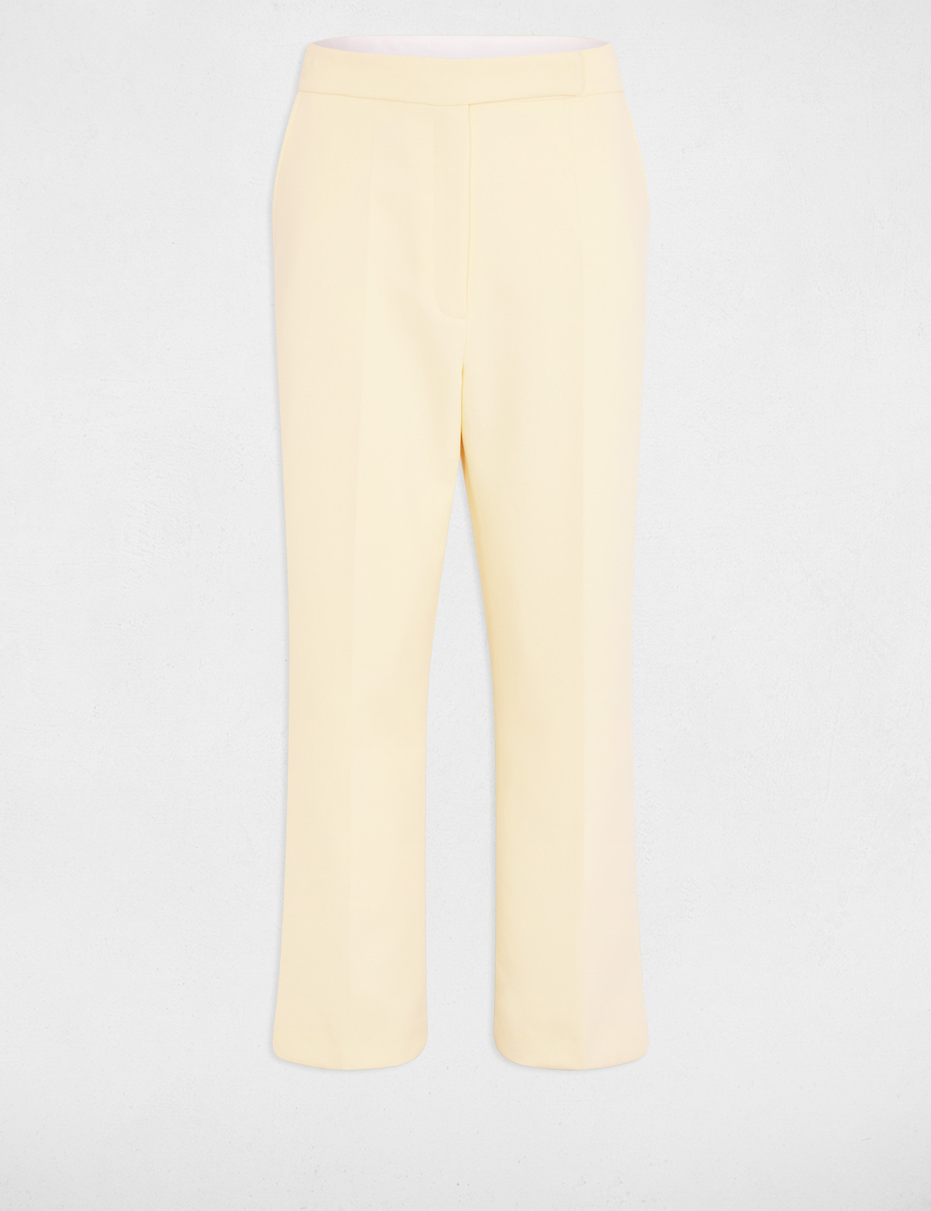 Pantal&oacute;n recto de tiro alto amarillo pastel mujer