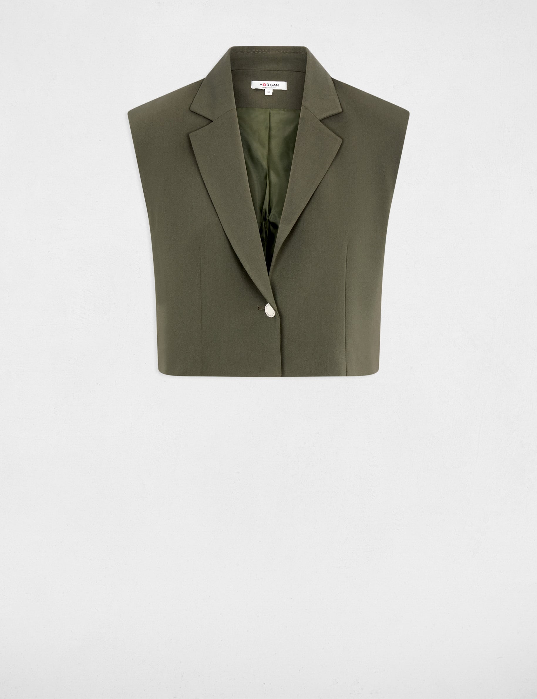 Chaleco cropped verde caqui mujer