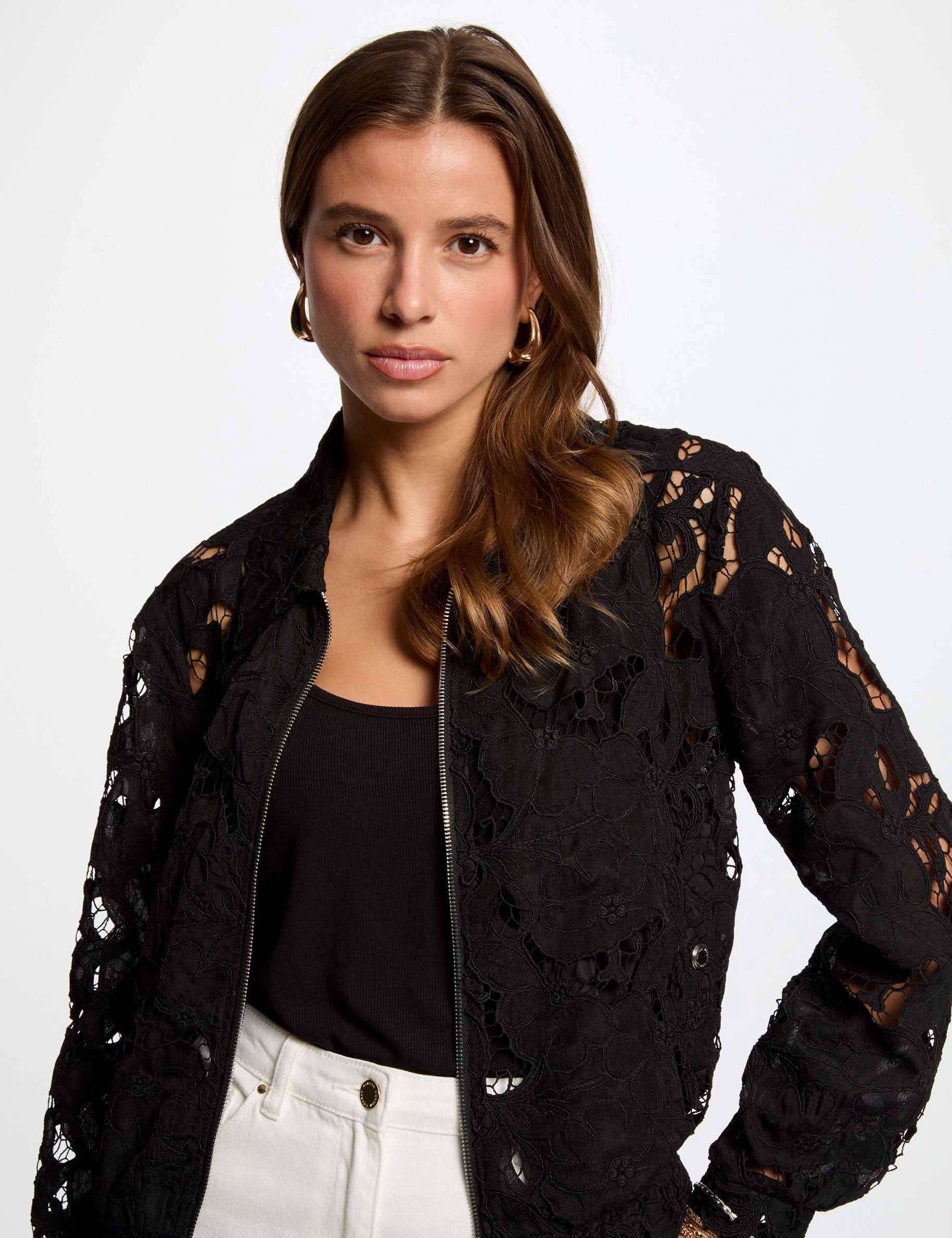 chaqueta corta encaje negro mujer Chaqueta corta encaje negro mujer