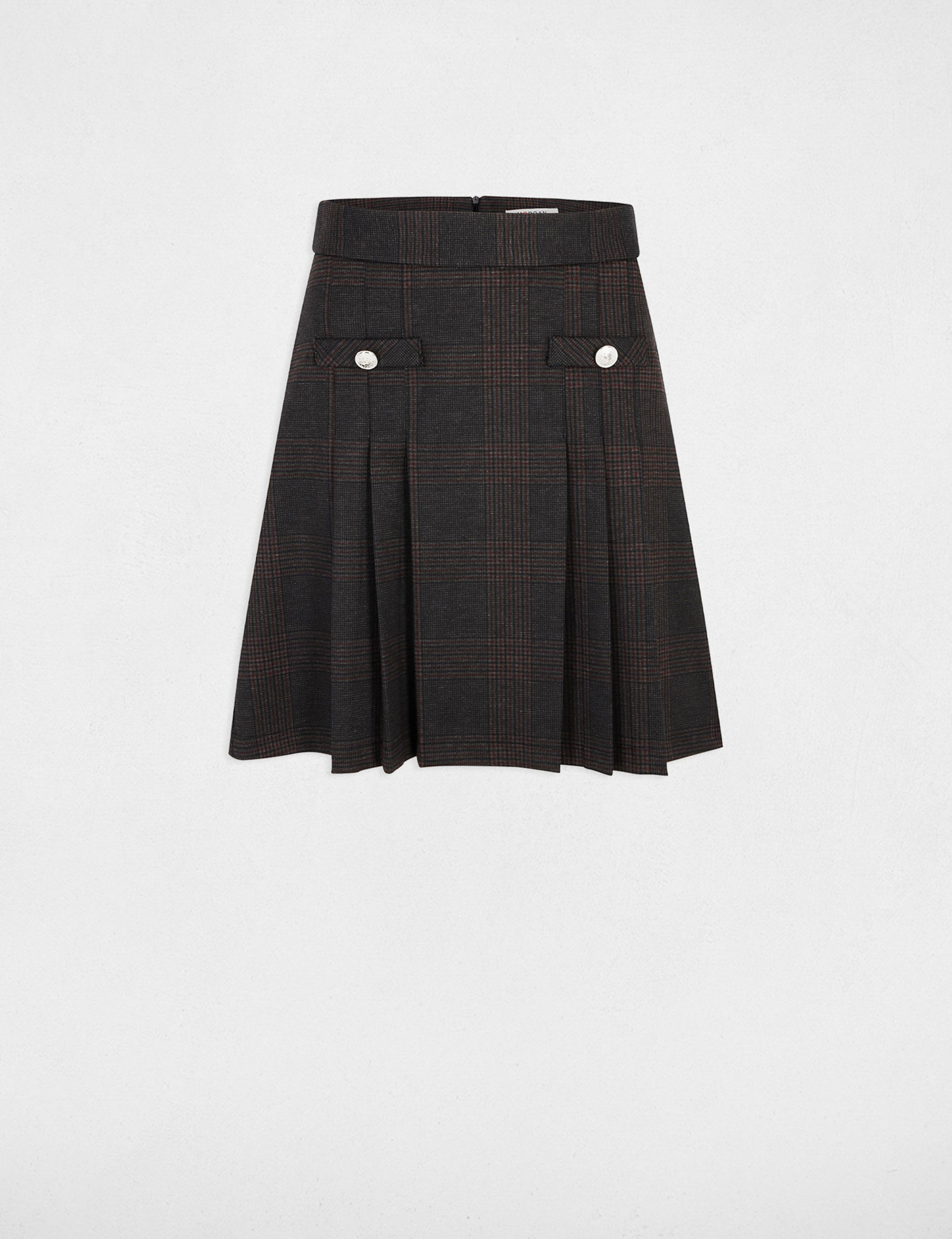 falda corta estampado cuadros gris moyen mujer Falda corta estampado cuadros gris moyen mujer