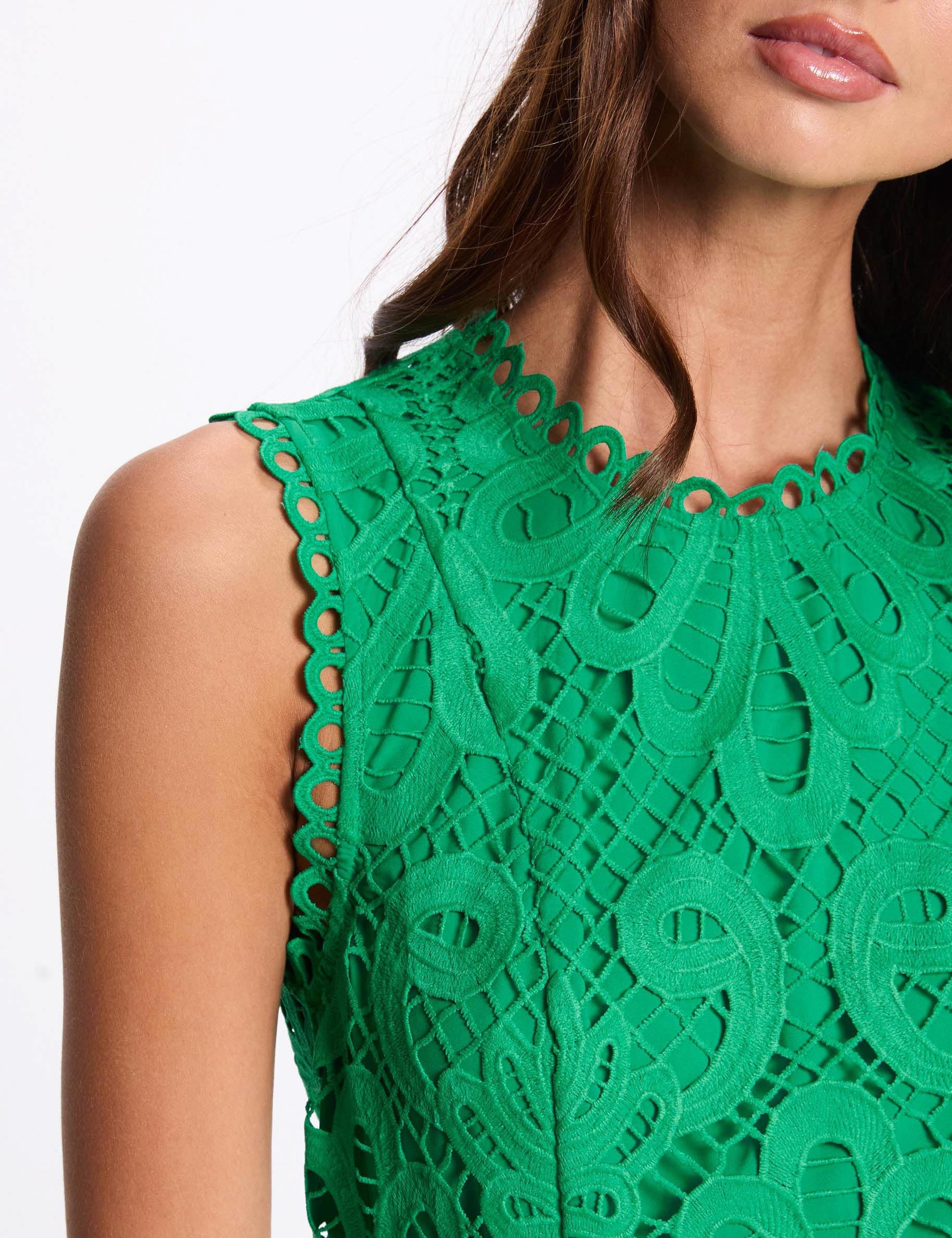 top de encaje sin mangas verde emeralda mujer Top de encaje sin mangas verde emeralda mujer