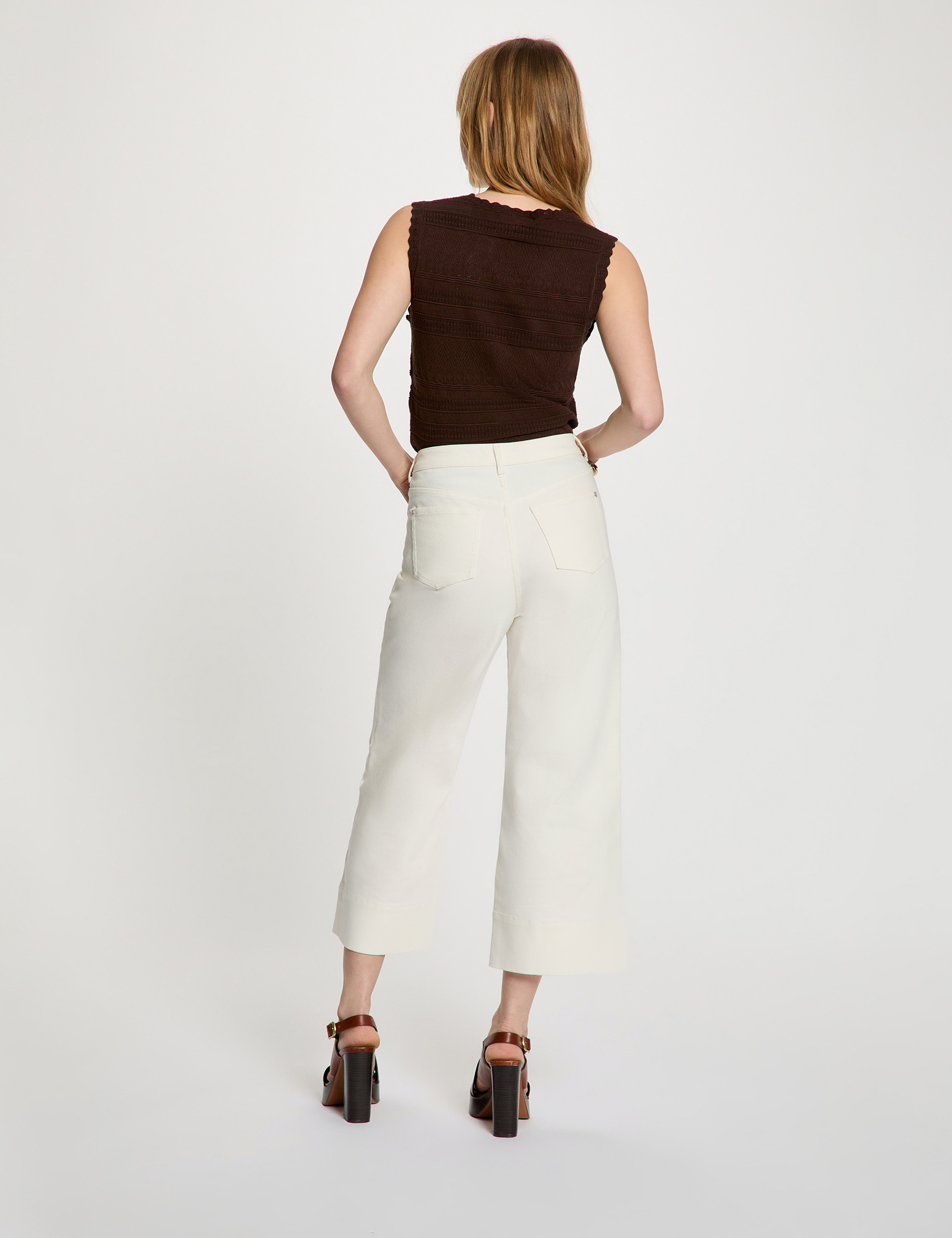 Pantal&oacute;n culotte de tiro alto blanco mujer