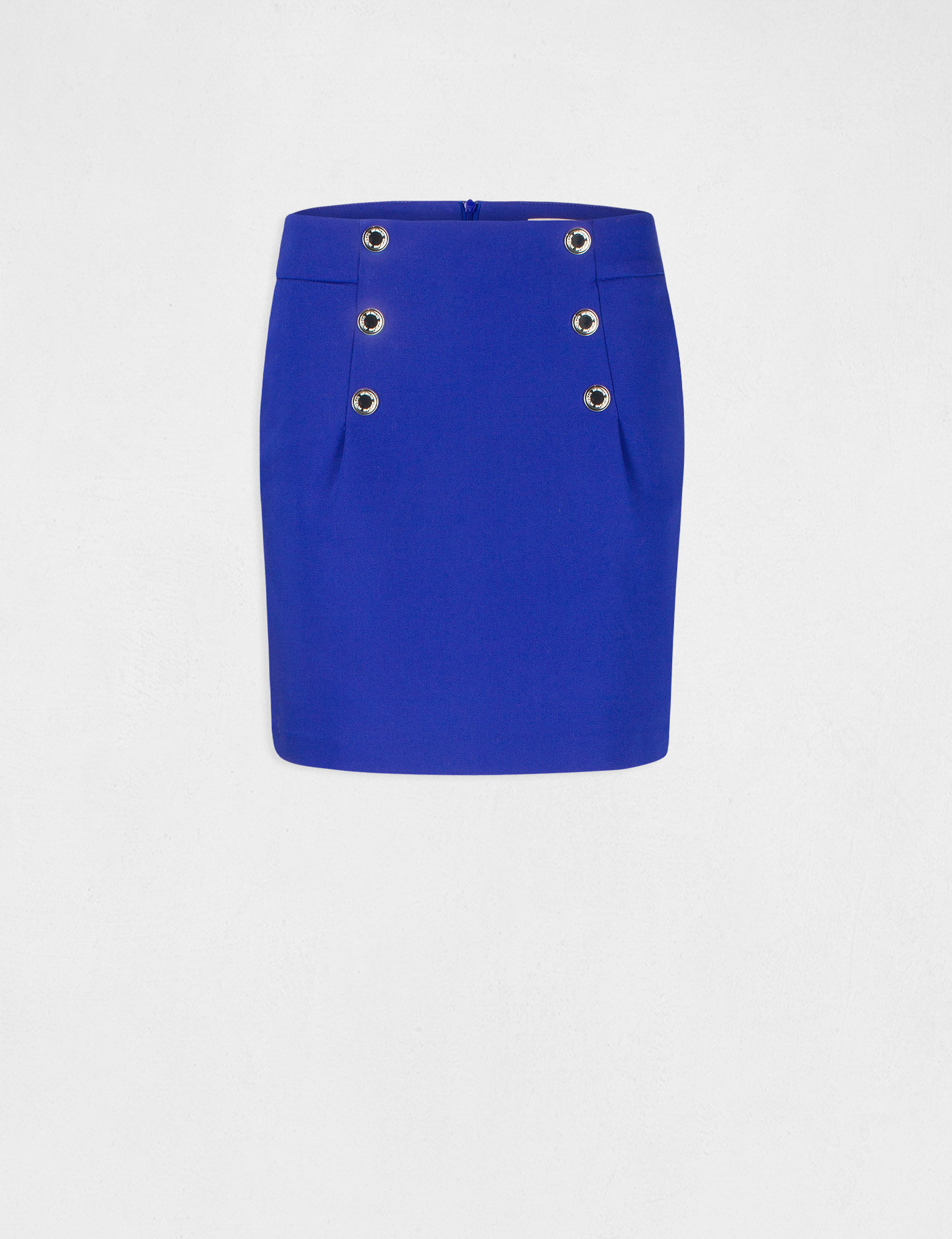 Falda recta talle alto con botones azul eléctrico mujer Falda recta talle alto con botones azul eléctrico mujer