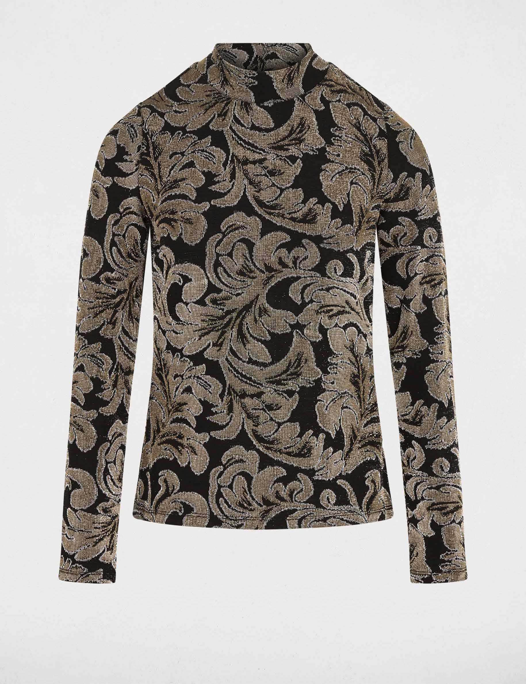 Camiseta de cuello alto negro mujer