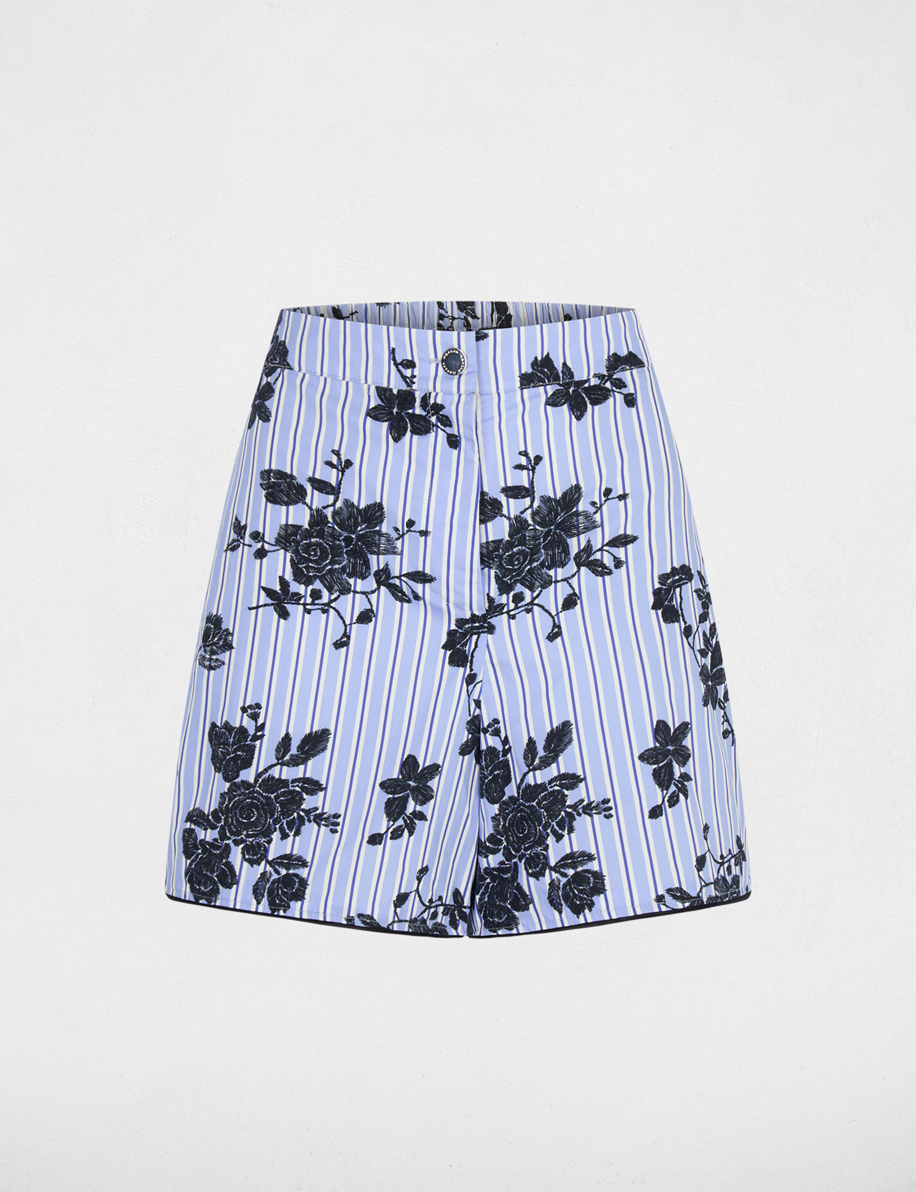 Pantal&oacute;n corto ancho de popelina multicolor mujer