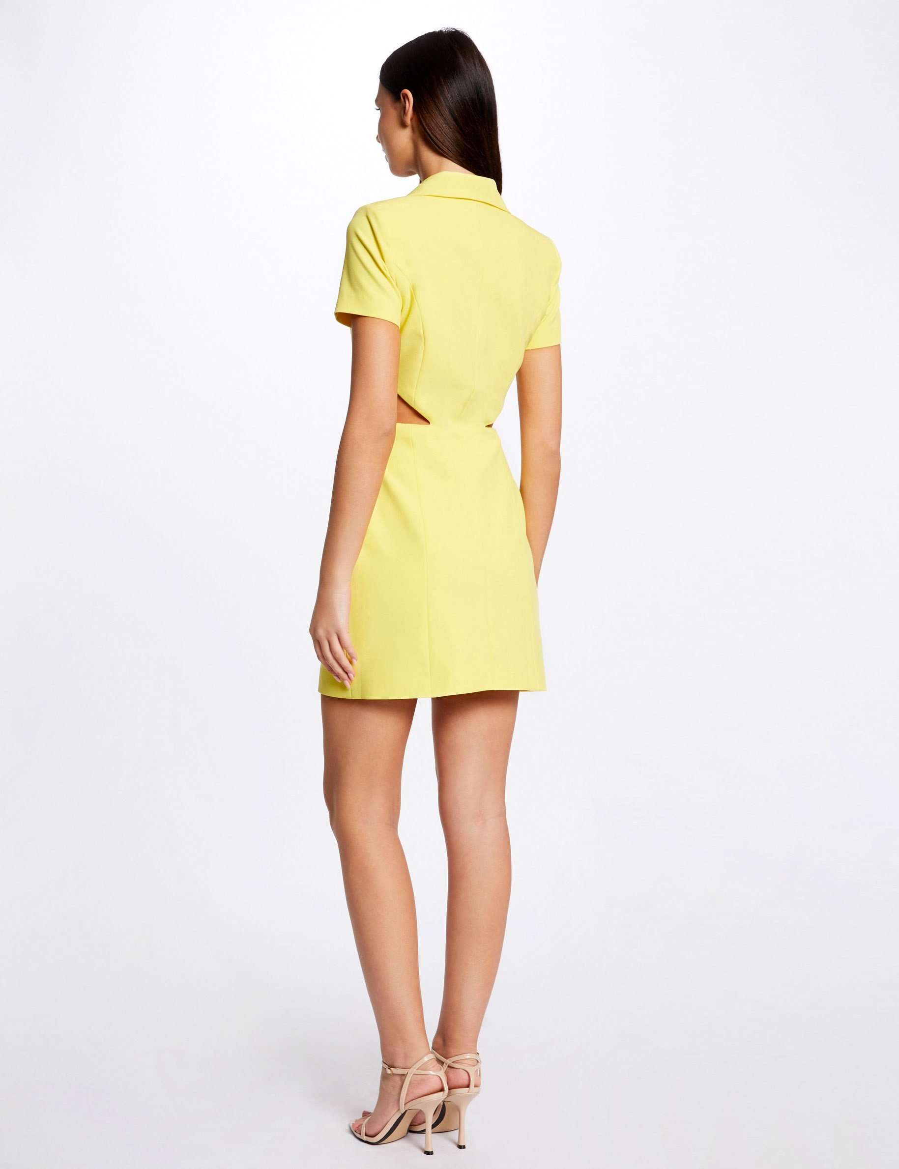 Vestido cruzado con aberturas amarillo mujer Vestido cruzado con aberturas amarillo mujer