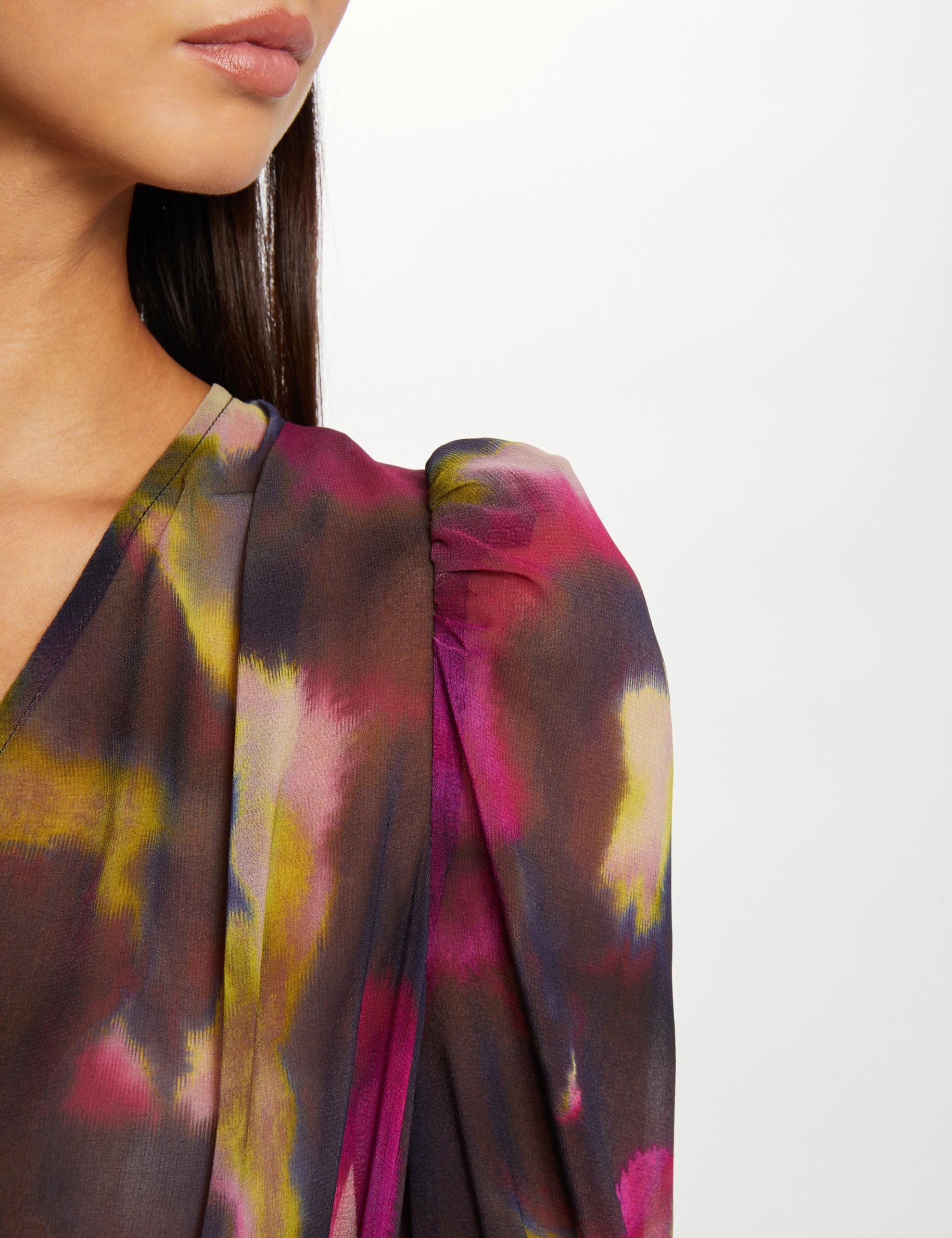 Vestido cruzado estampado abstracto multico mujer