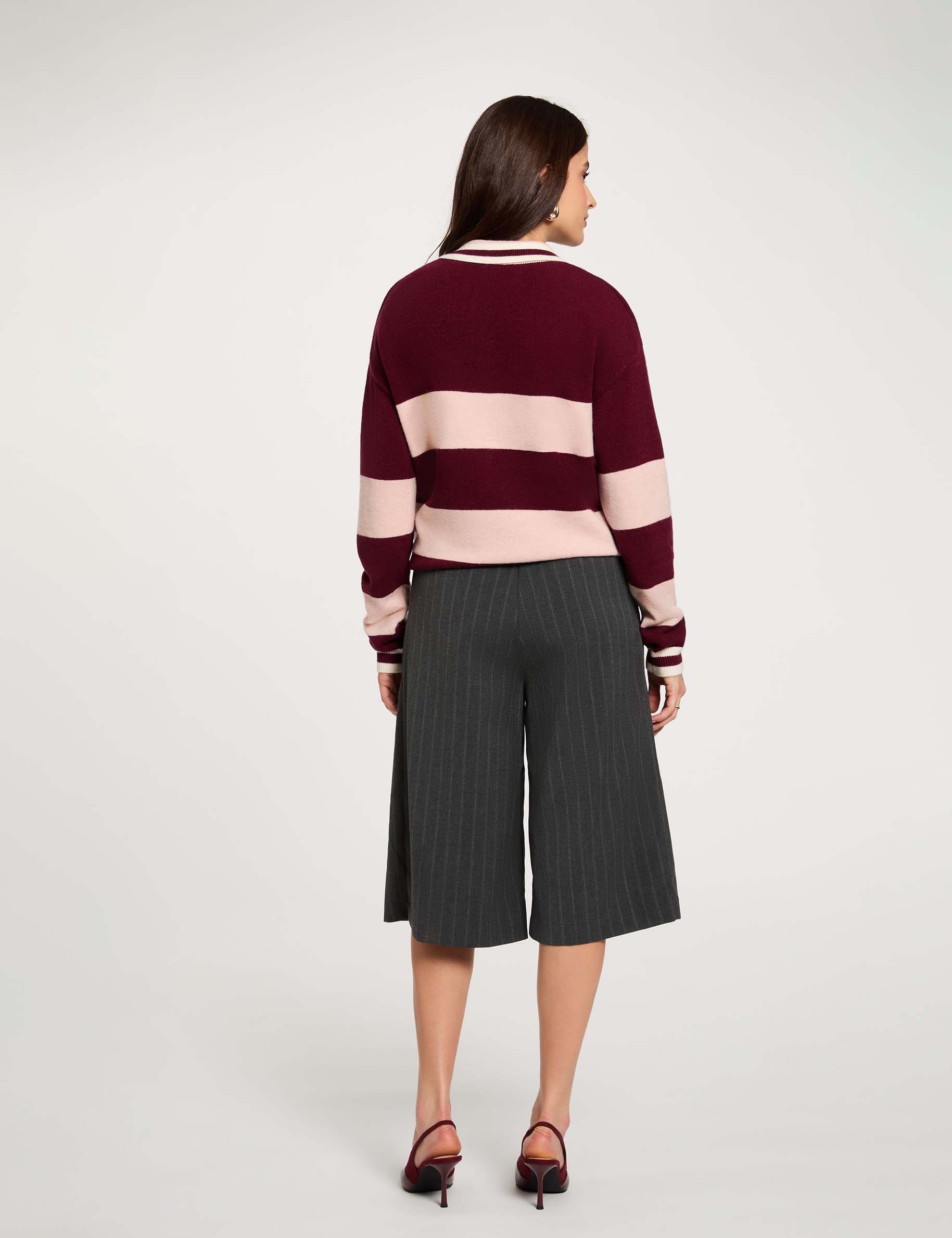 Jersey con cuello vuelto burdeos mujer