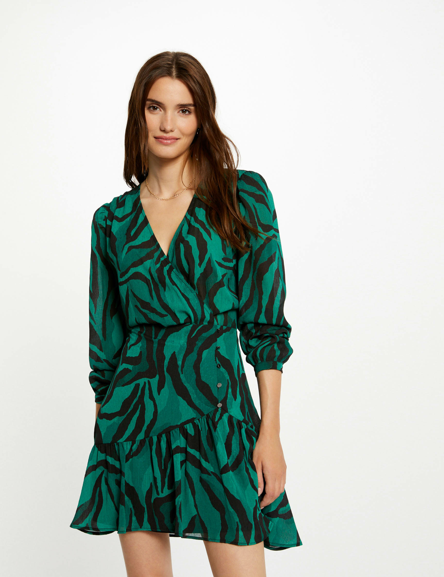 Vestido evasé estampado animal multico mujer