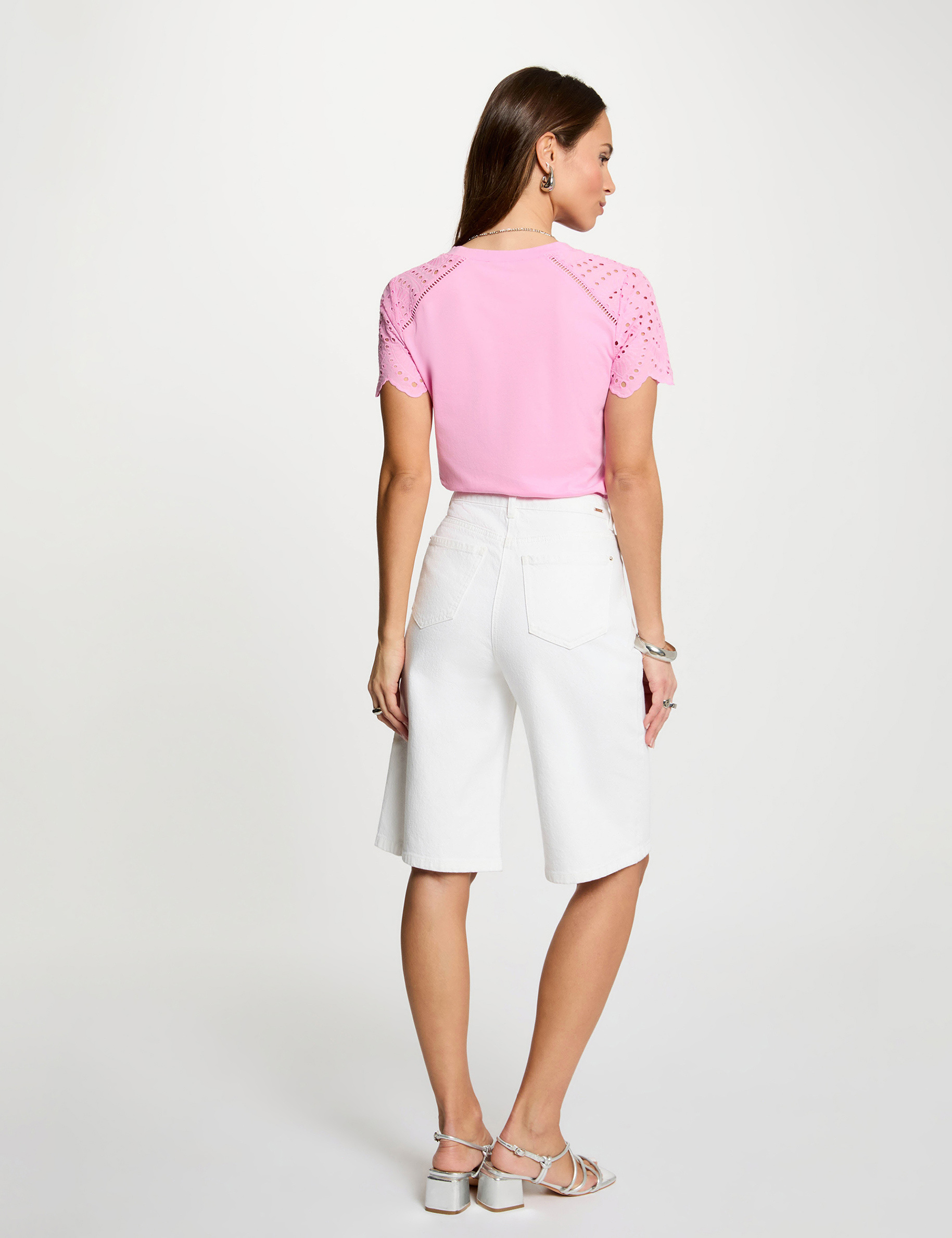 Camiseta manga corta rosa mujer