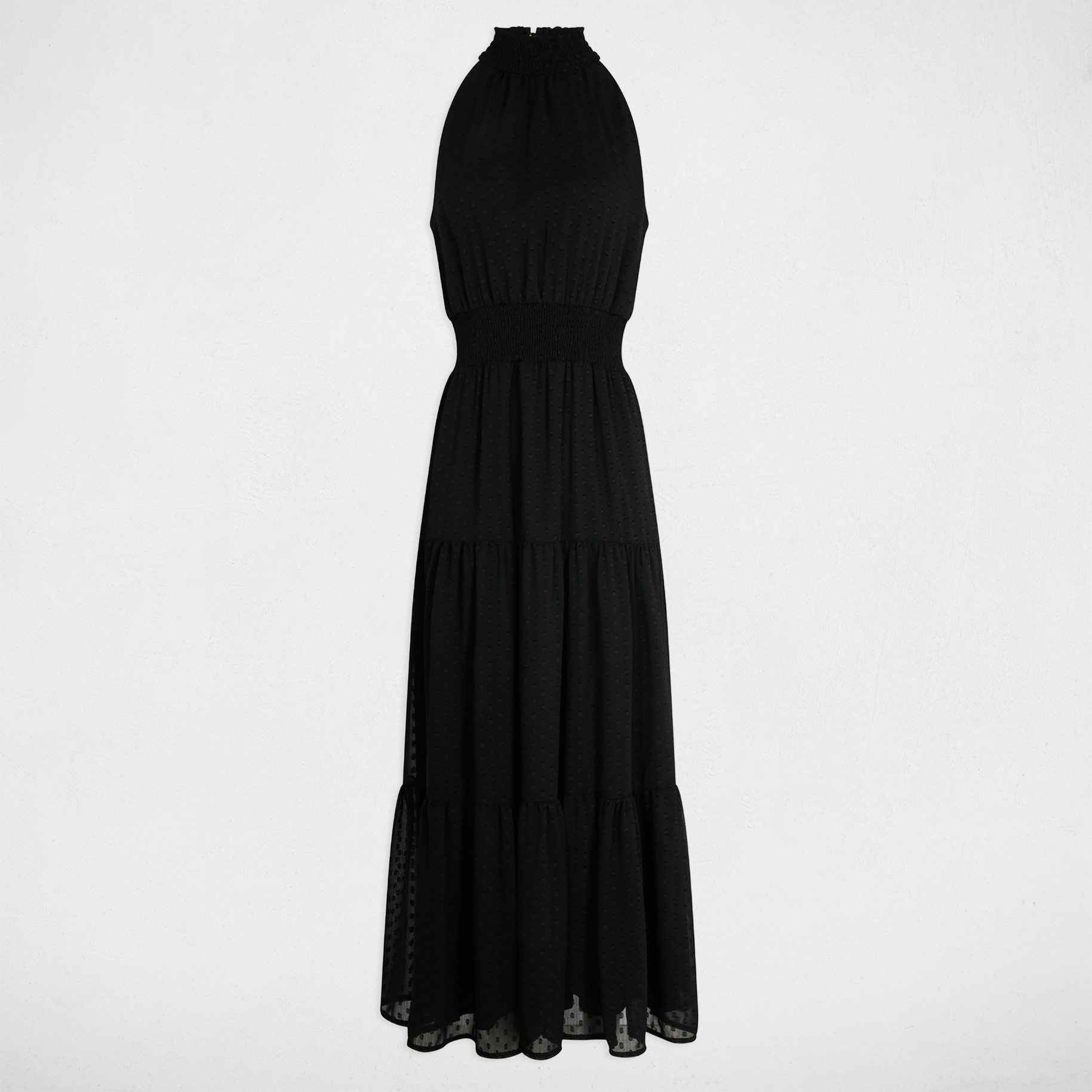 vestido largo recto plumeti negro mujer Vestido largo recto plumeti negro mujer