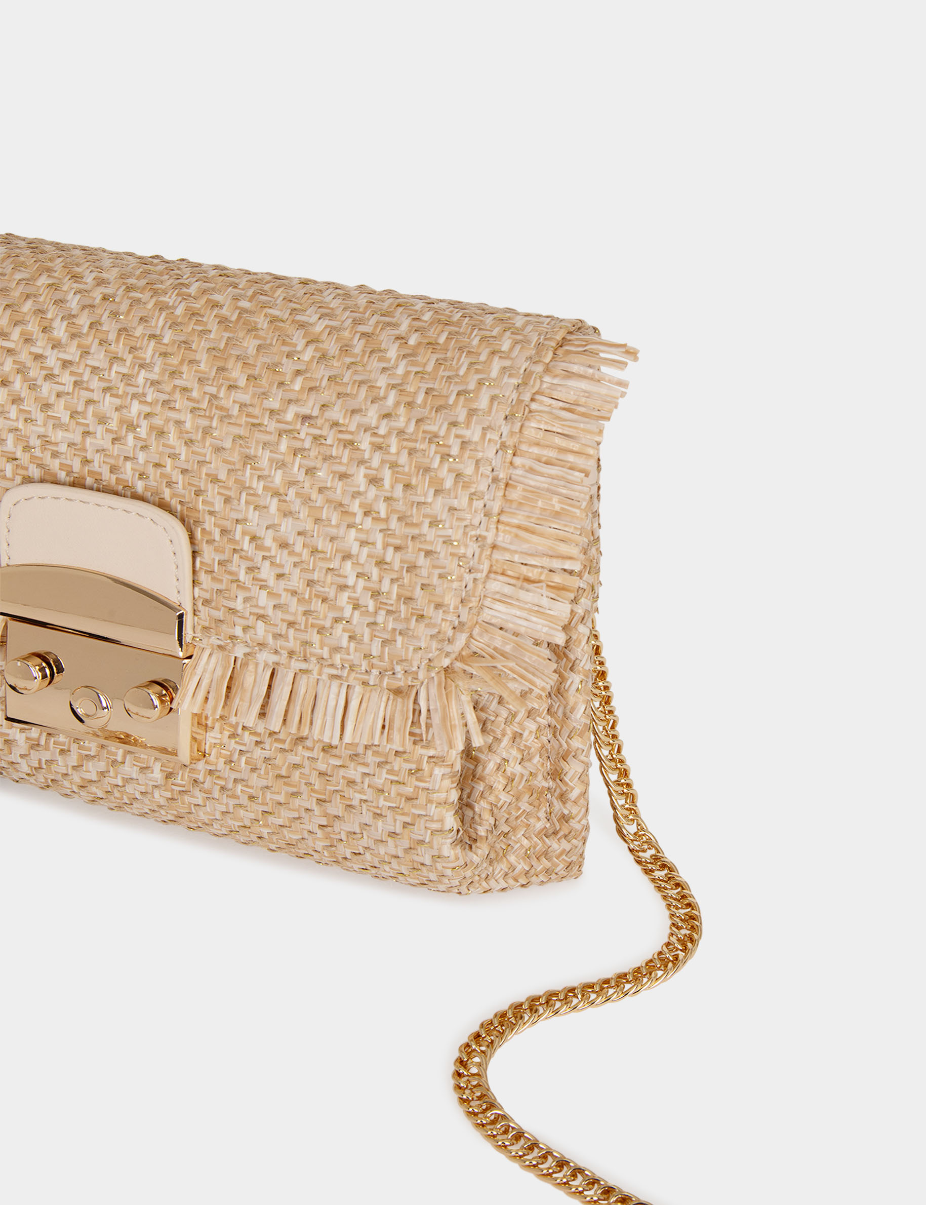 bolso trenzado con flecos arena mujer Bolso trenzado con flecos arena mujer