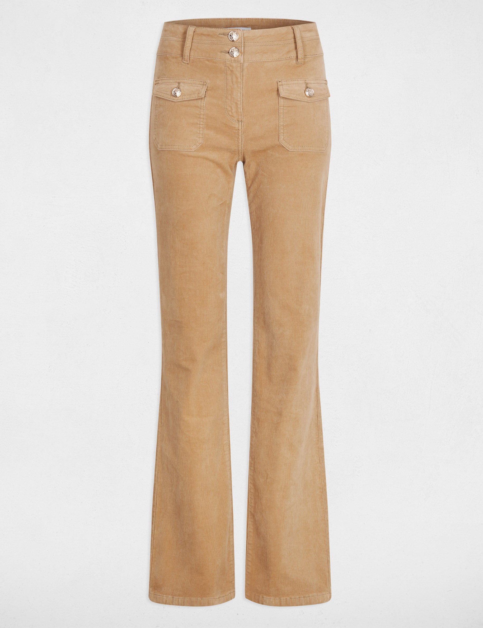 Pantal&oacute;n ajustado terciopelo arena mujer