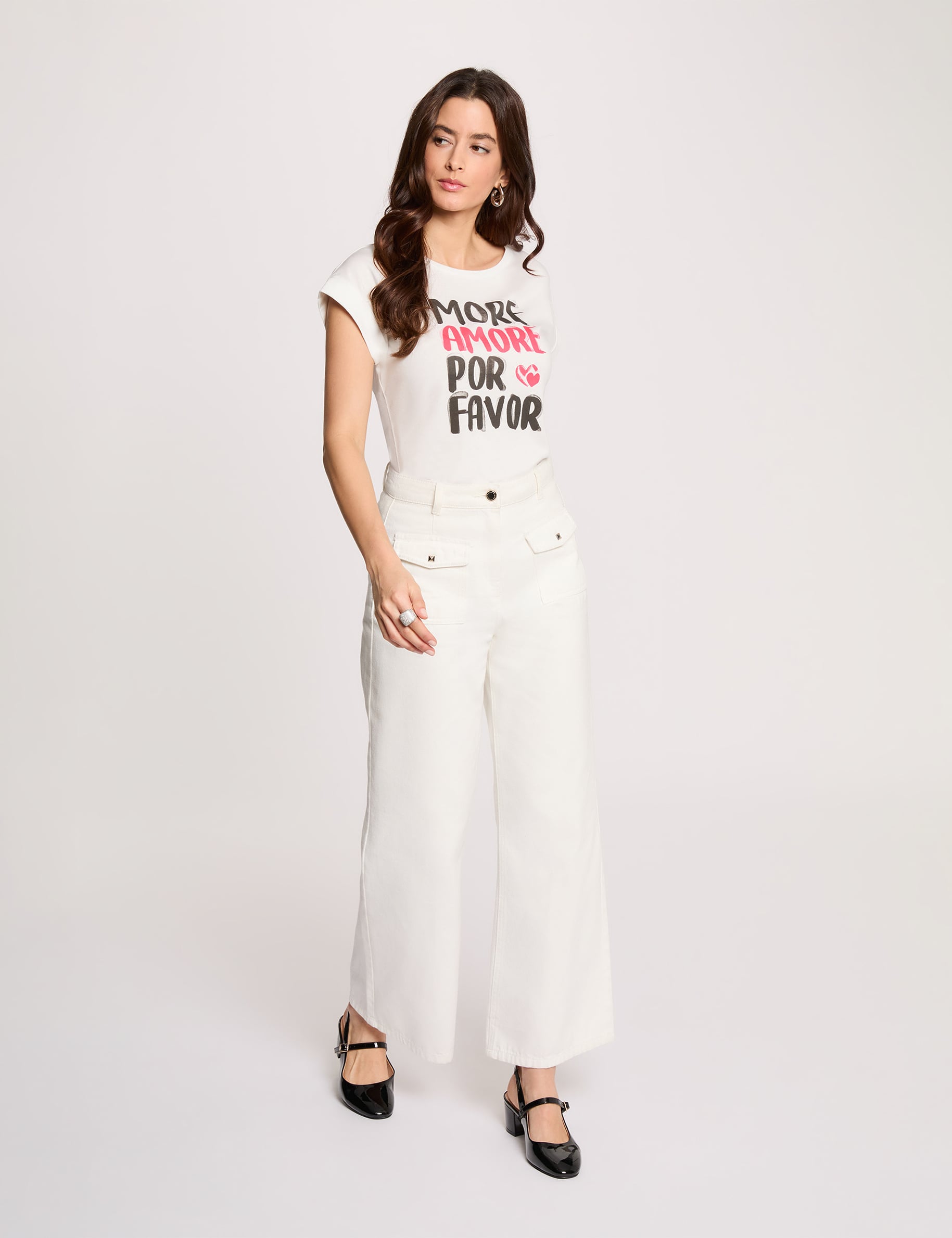 Camiseta de manga corta blanco mujer