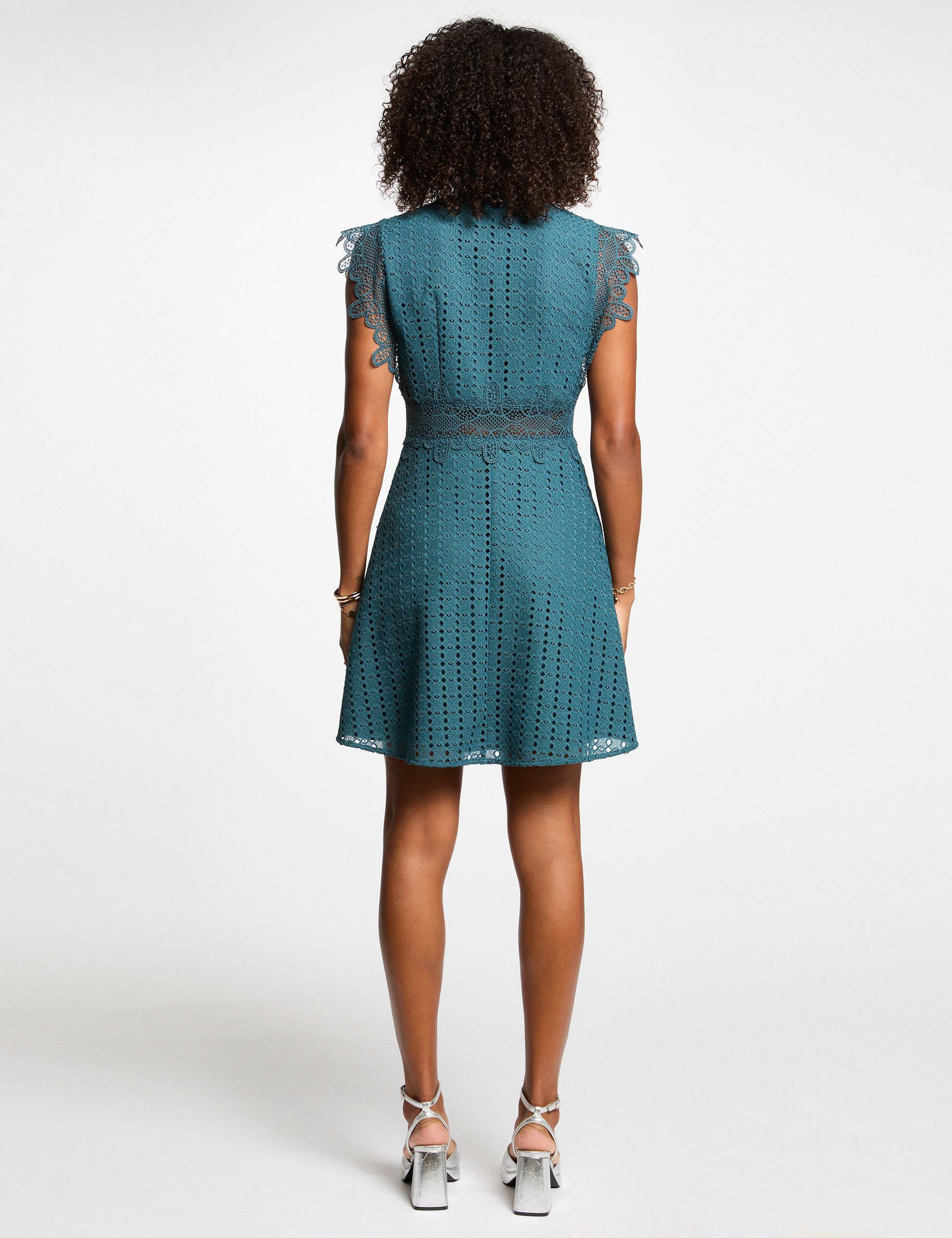 vestido corto acampanado azul petroleo mujer Vestido corto acampanado azul petróleo mujer