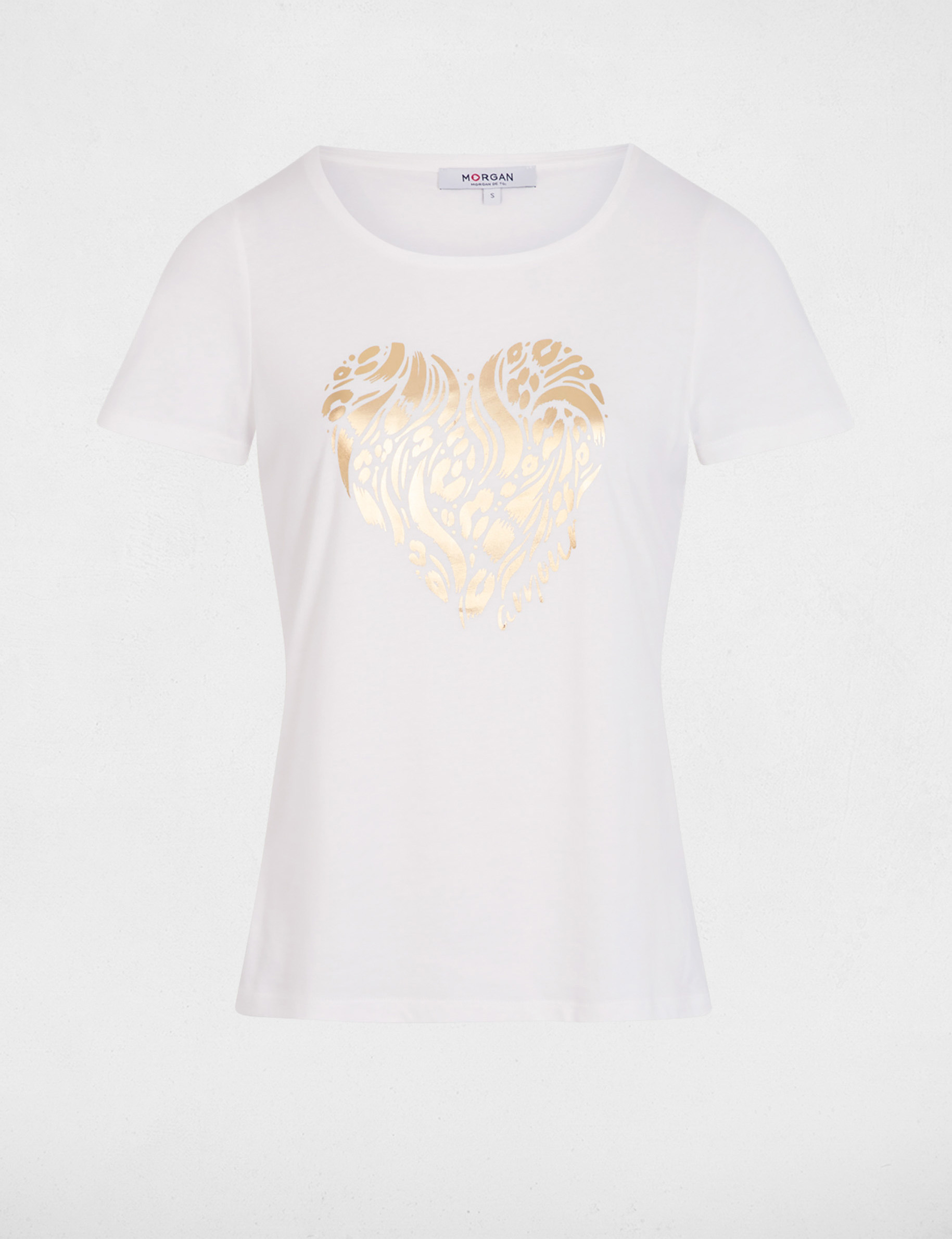 Camiseta de manga corta blanco mujer