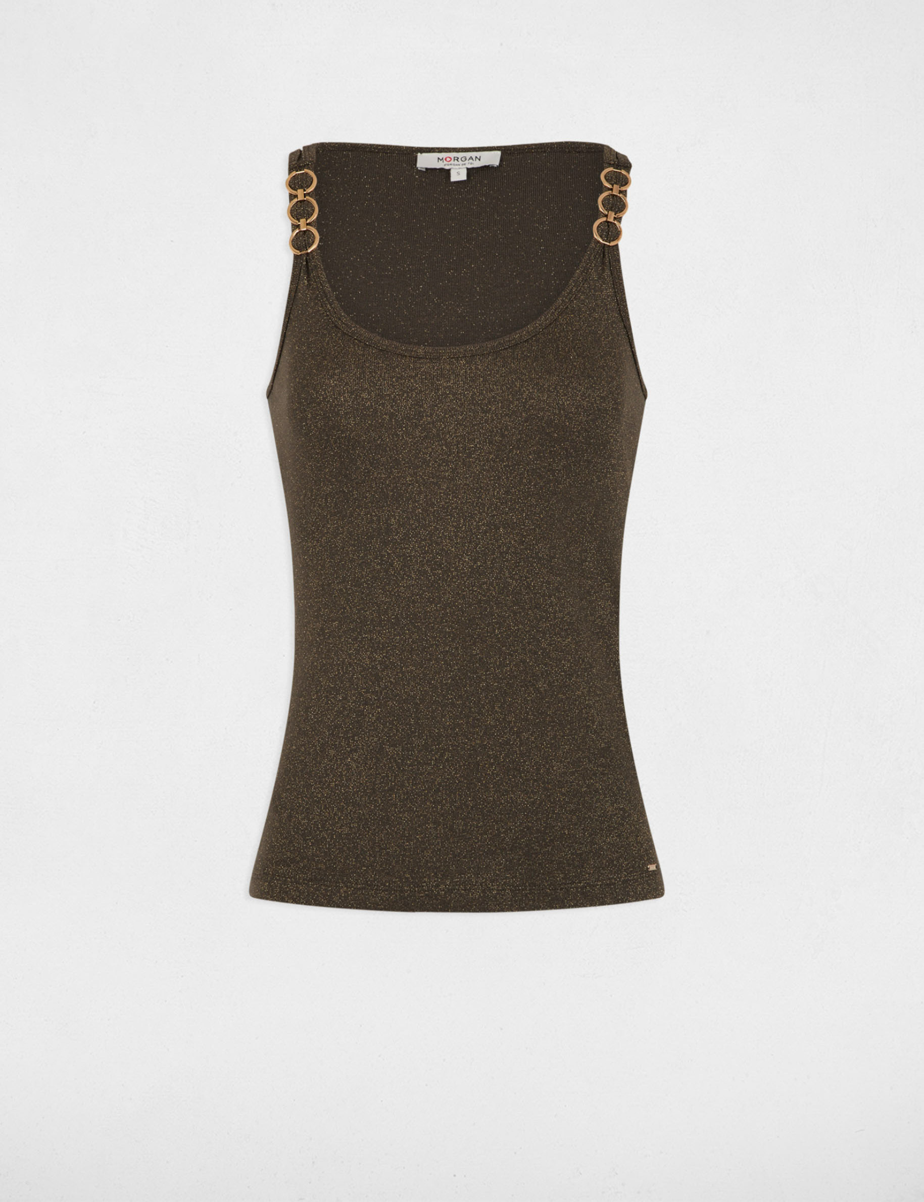 top con tirantes finos verde caqui mujer Top con tirantes finos verde caqui mujer