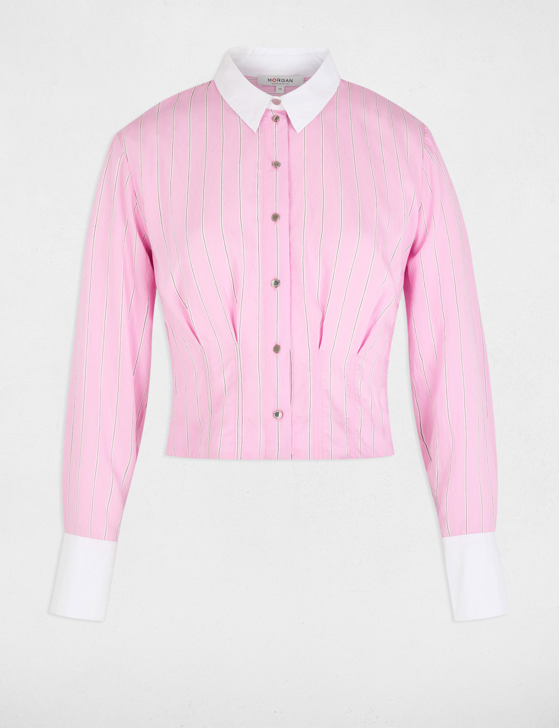 Camisa ajustada cuello v rosa mujer