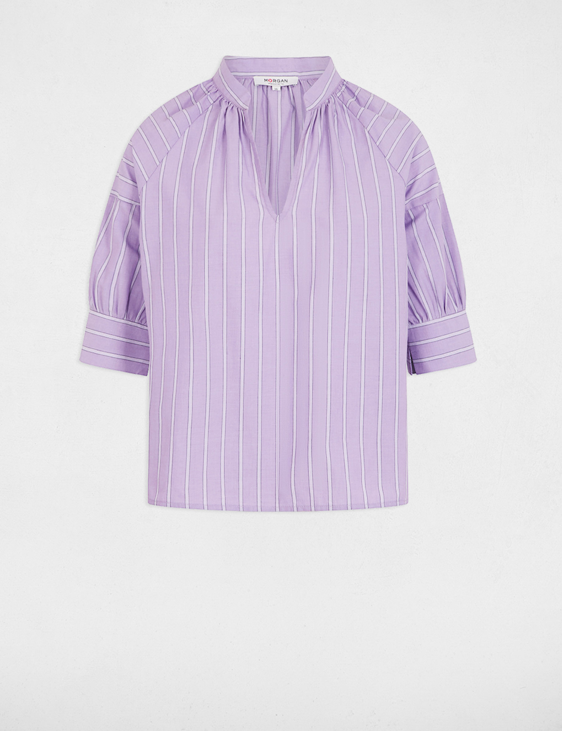 Blusa de rayas con cuello en v multicolor mujer